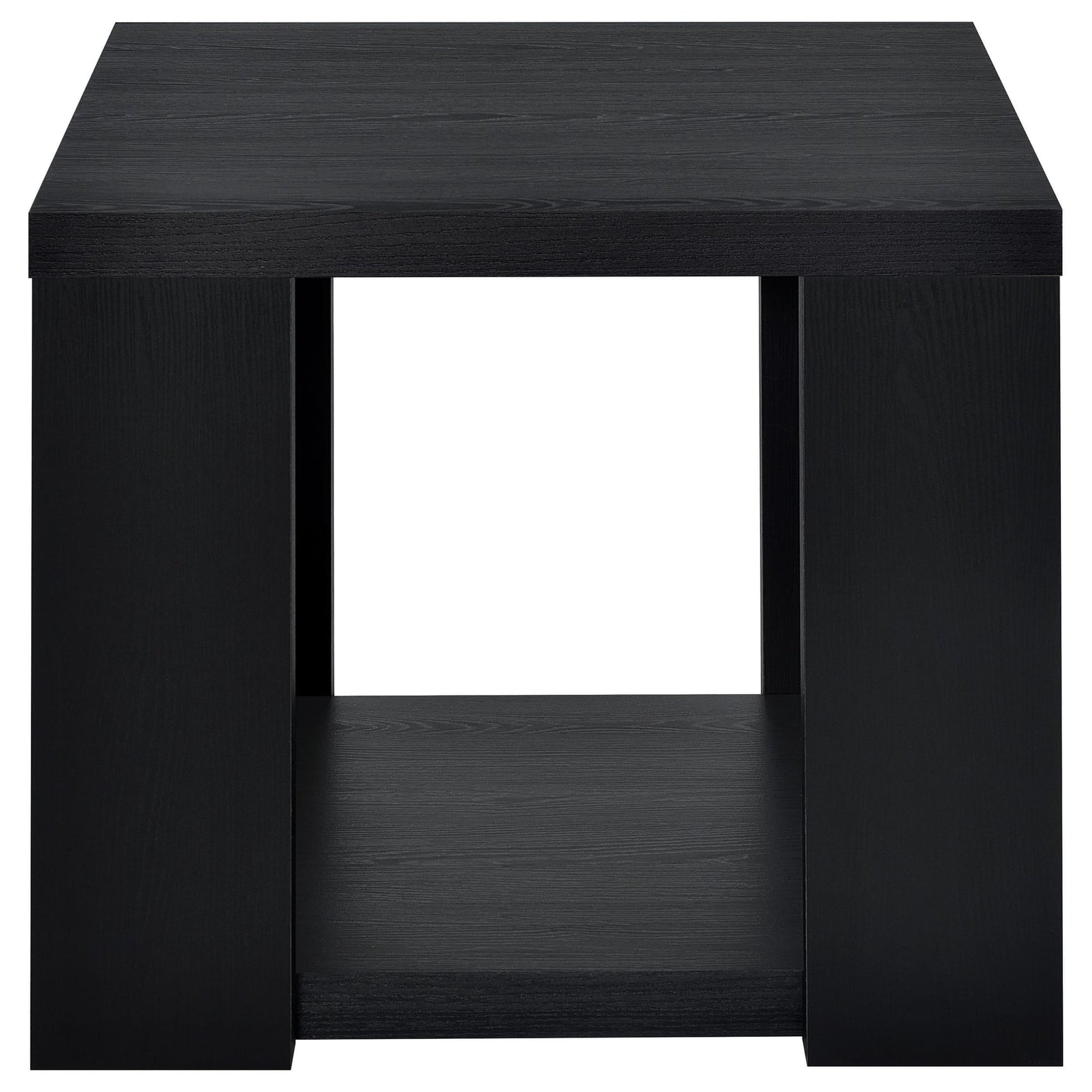 Pavone 2-Piece Transitional Coffee and End Table Set with Shelves Black view 4