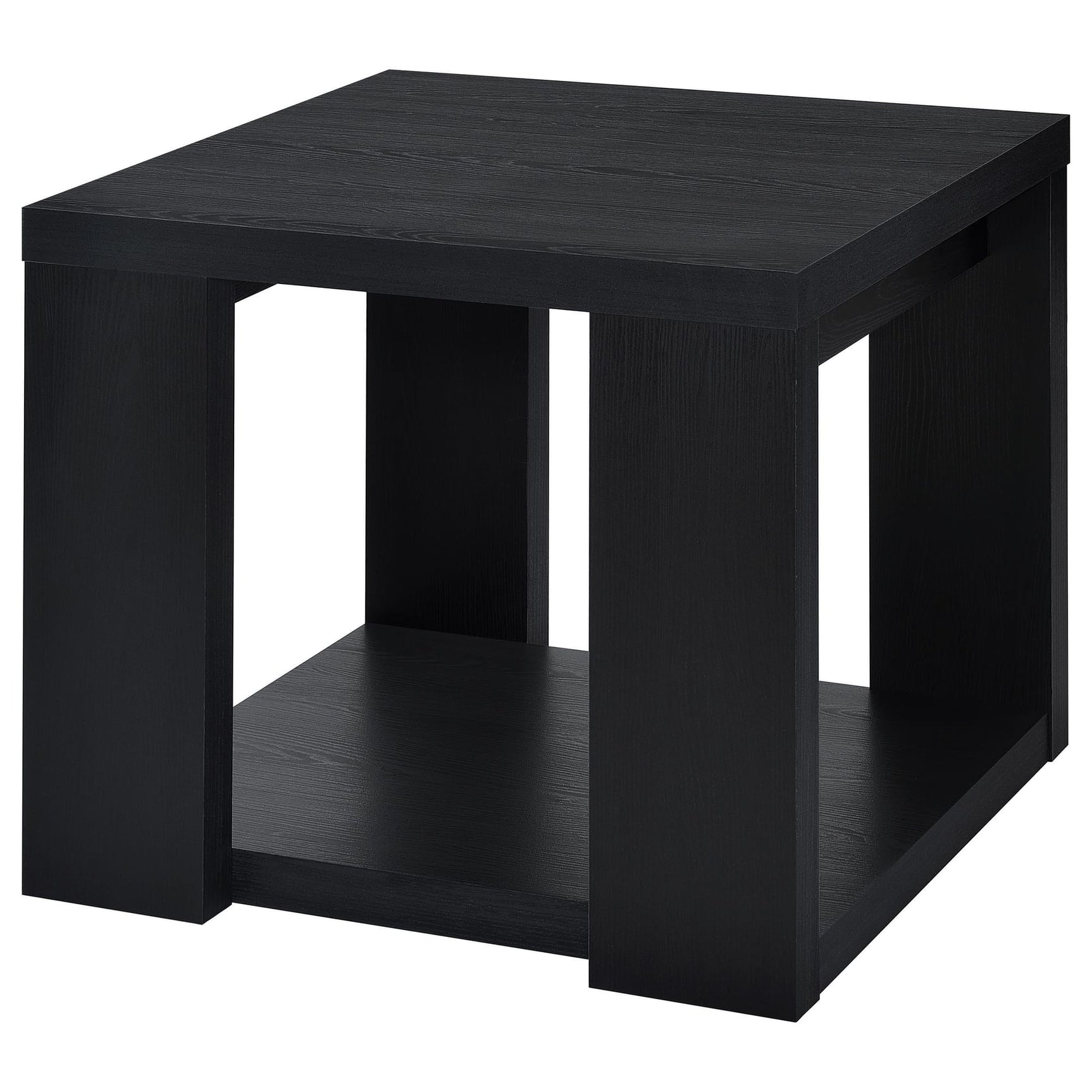 Pavone 2-Piece Transitional Coffee and End Table Set with Shelves Black view 5