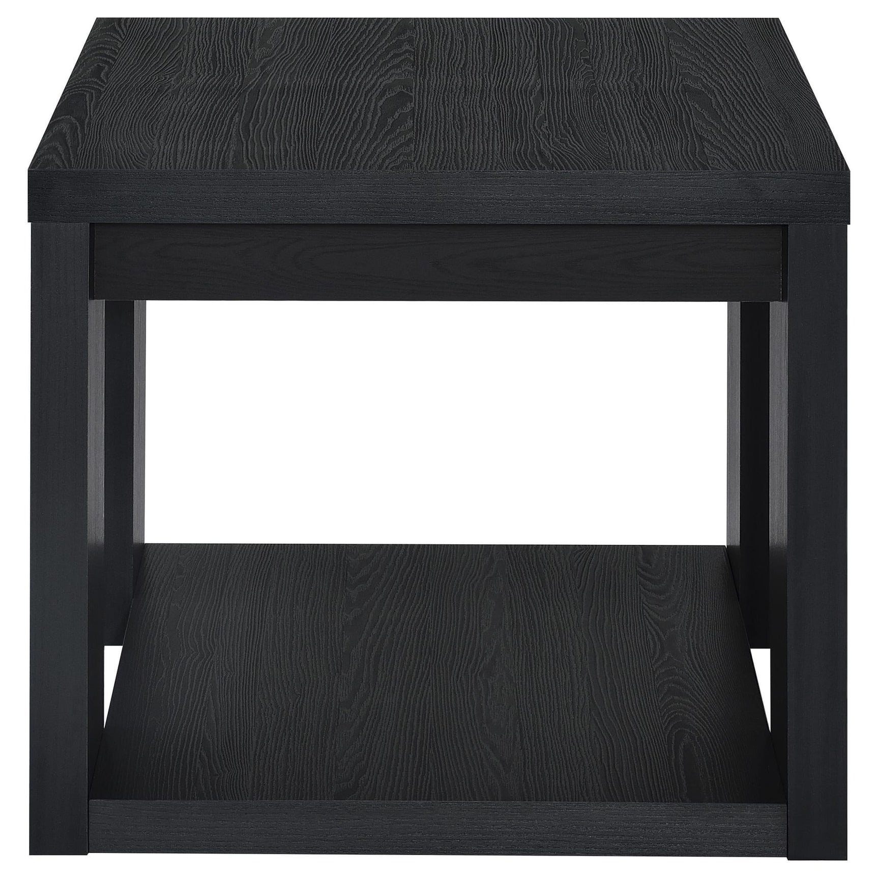 Pavone 2-Piece Transitional Coffee and End Table Set with Shelves Black view 7