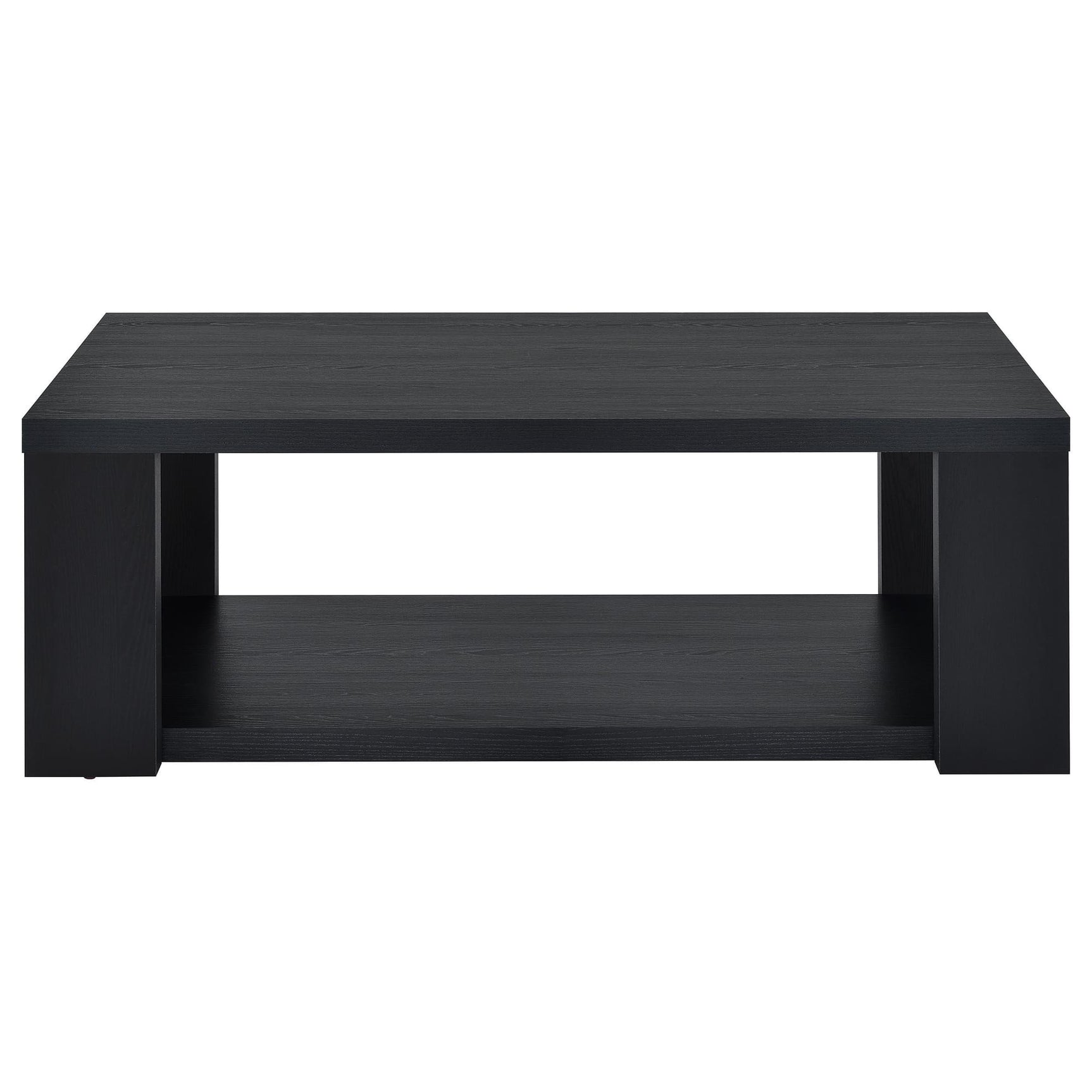 Pavone 2-Piece Transitional Coffee and End Table Set with Shelves Black view 9