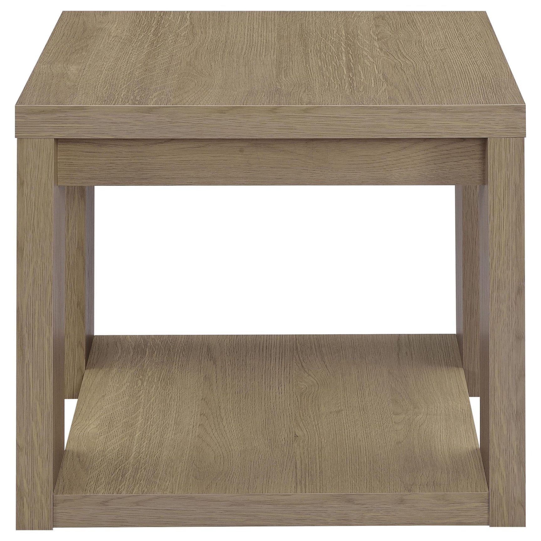 Pavone 2-Piece Transitional Coffee and End Table Set with Shelves Latte view 6