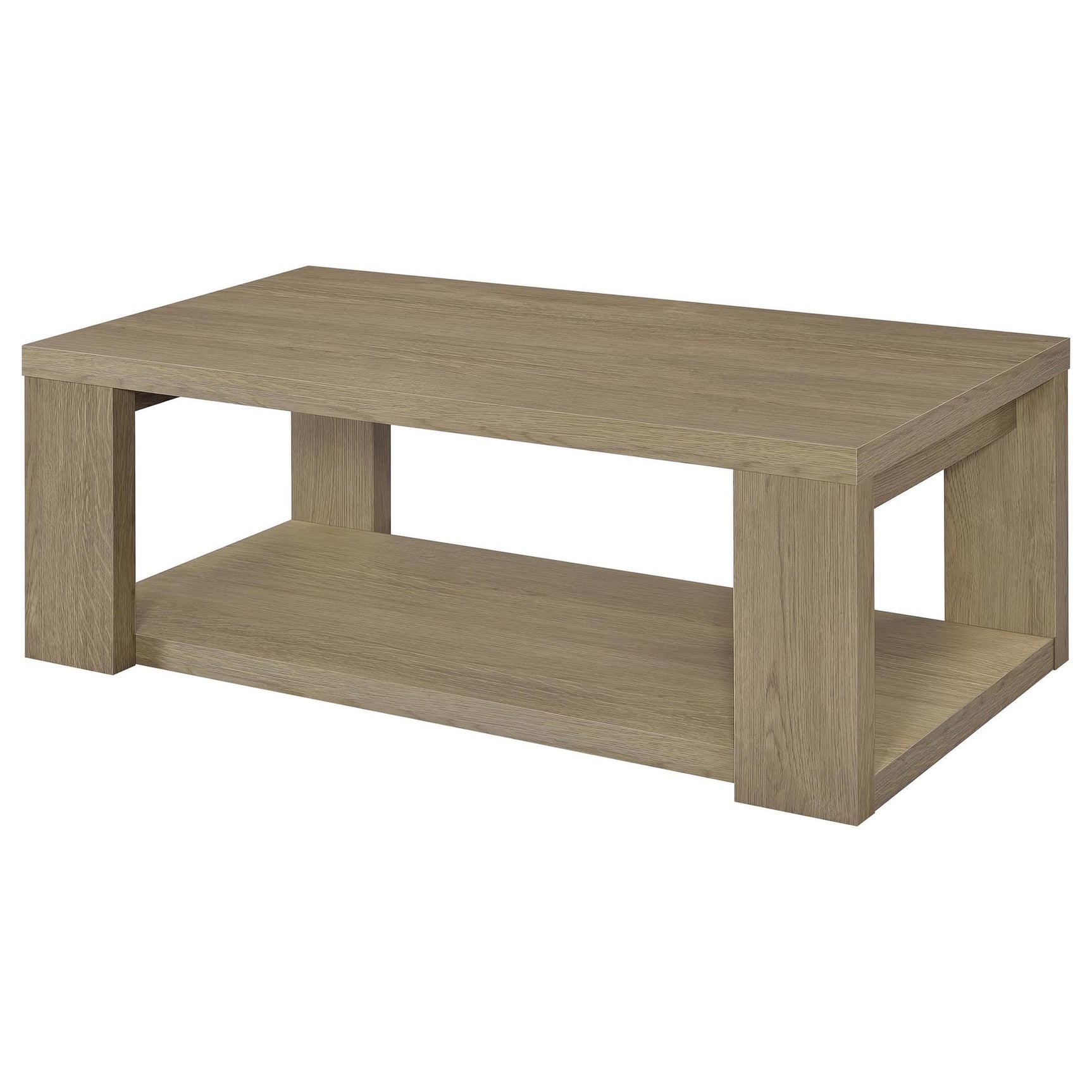 Pavone 2-Piece Transitional Coffee and End Table Set with Shelves Latte view 10