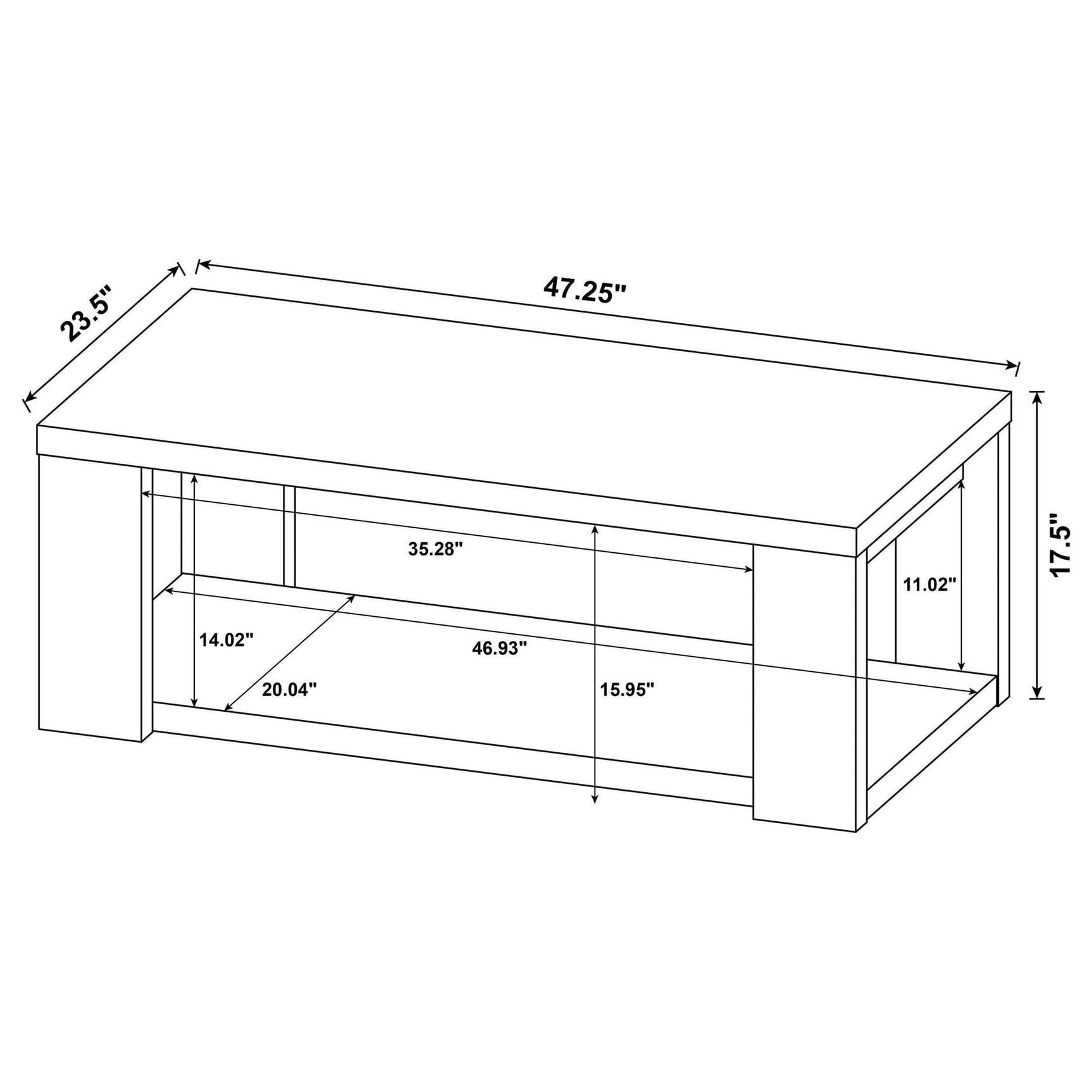 Pavone 3-Piece Coffee and End Table Set with Open Shelves Dark Rustic Mango view 15