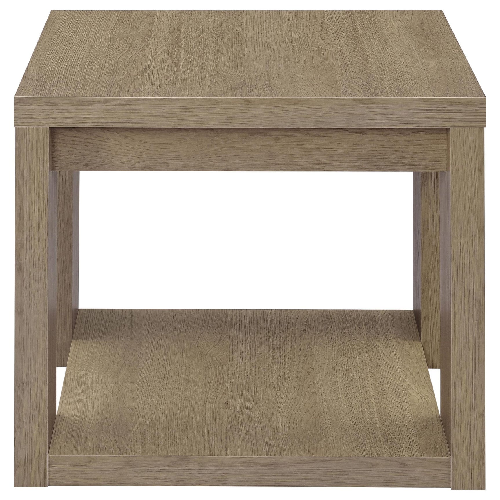 Pavone 3-Piece Transitional Coffee and End Table Set with Shelves Latte view 7