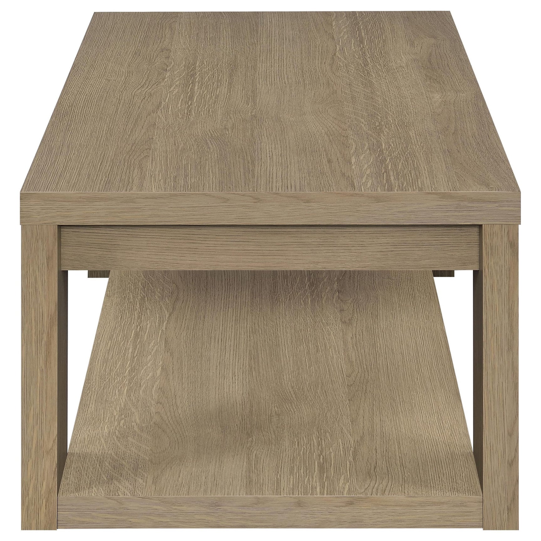 Pavone 3-Piece Transitional Coffee and End Table Set with Shelves Latte view 12