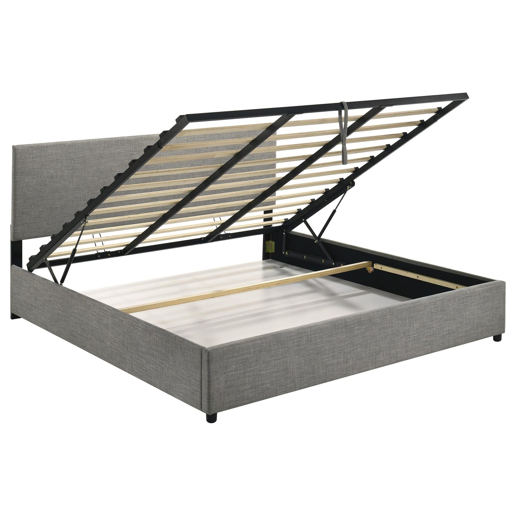 Reeves Upholstered Eastern King Lift-Top Storage Platform Bed Grey from Ella Furniture