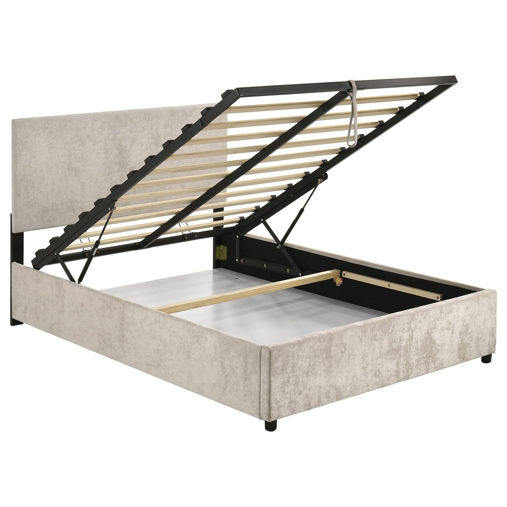 Reeves Upholstered Full Lift-Top Storage Platform Bed Beige from Ella Furniture
