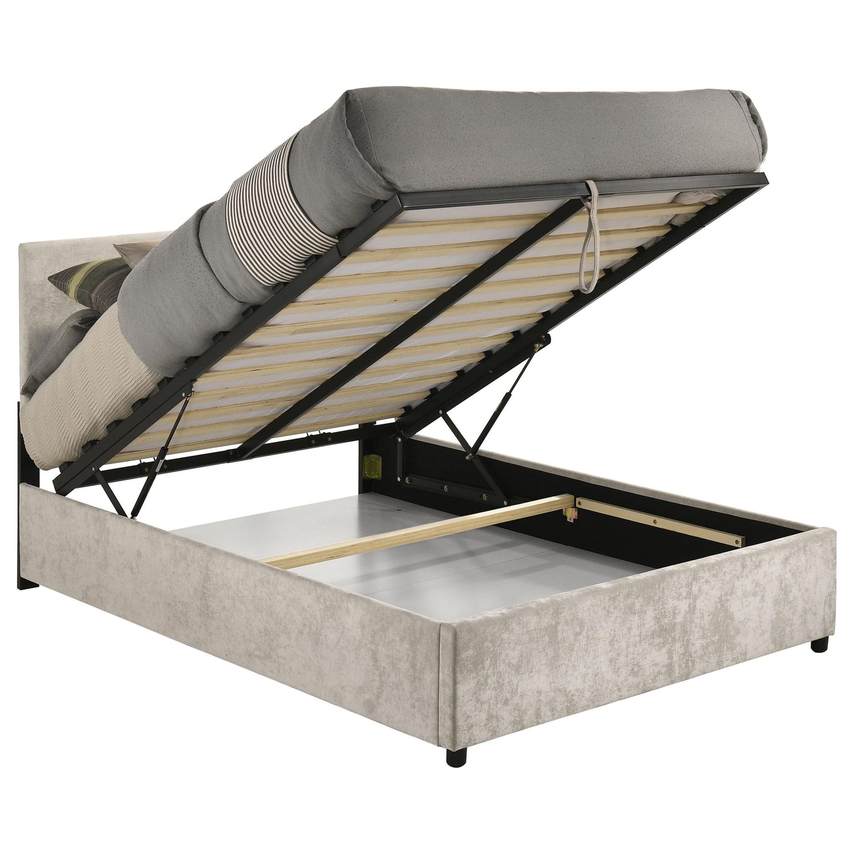 Reeves Upholstered Full Lift-Top Storage Platform Bed Beige view 6