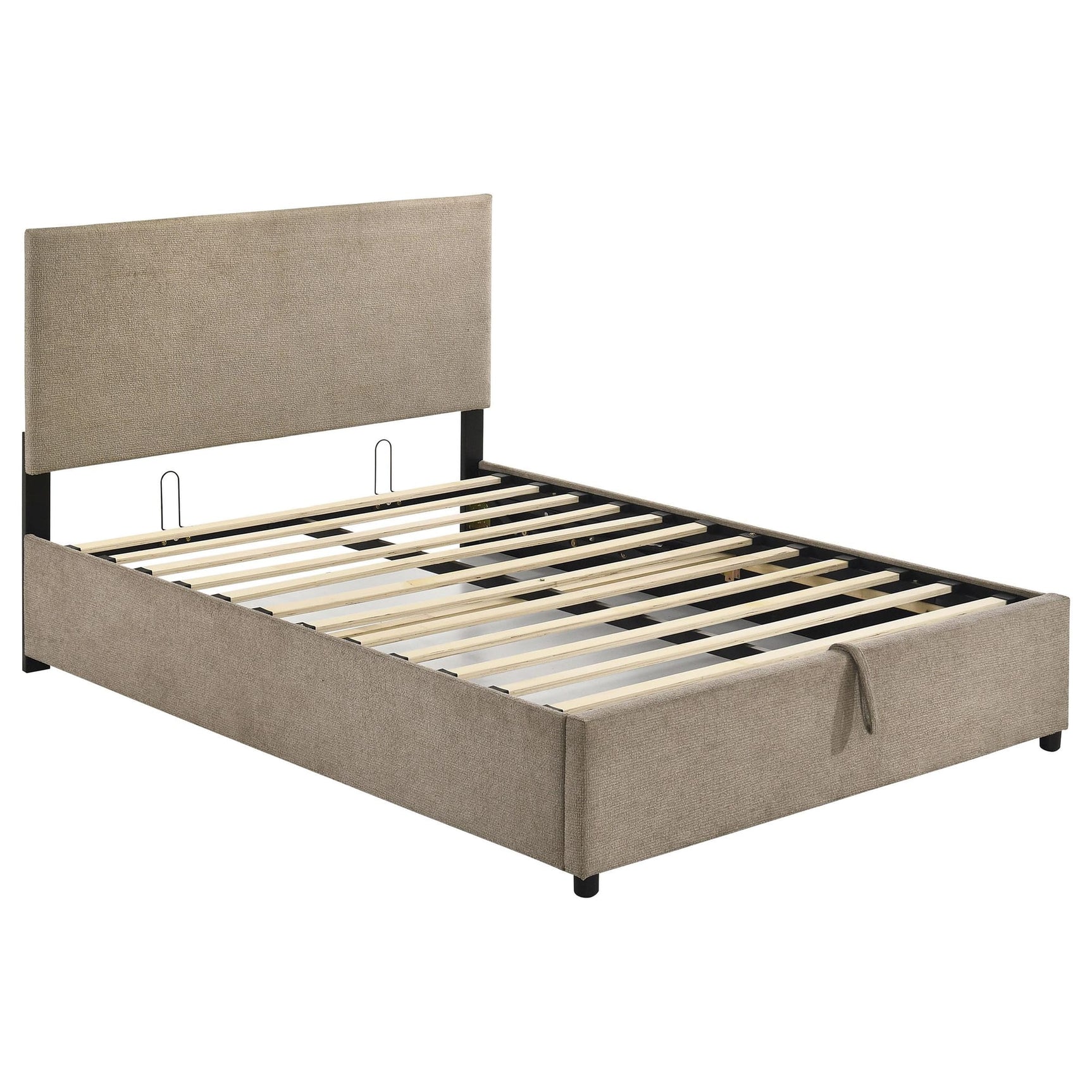 Reeves Upholstered Full Lift-Top Storage Platform Bed Tan from Ella Furniture