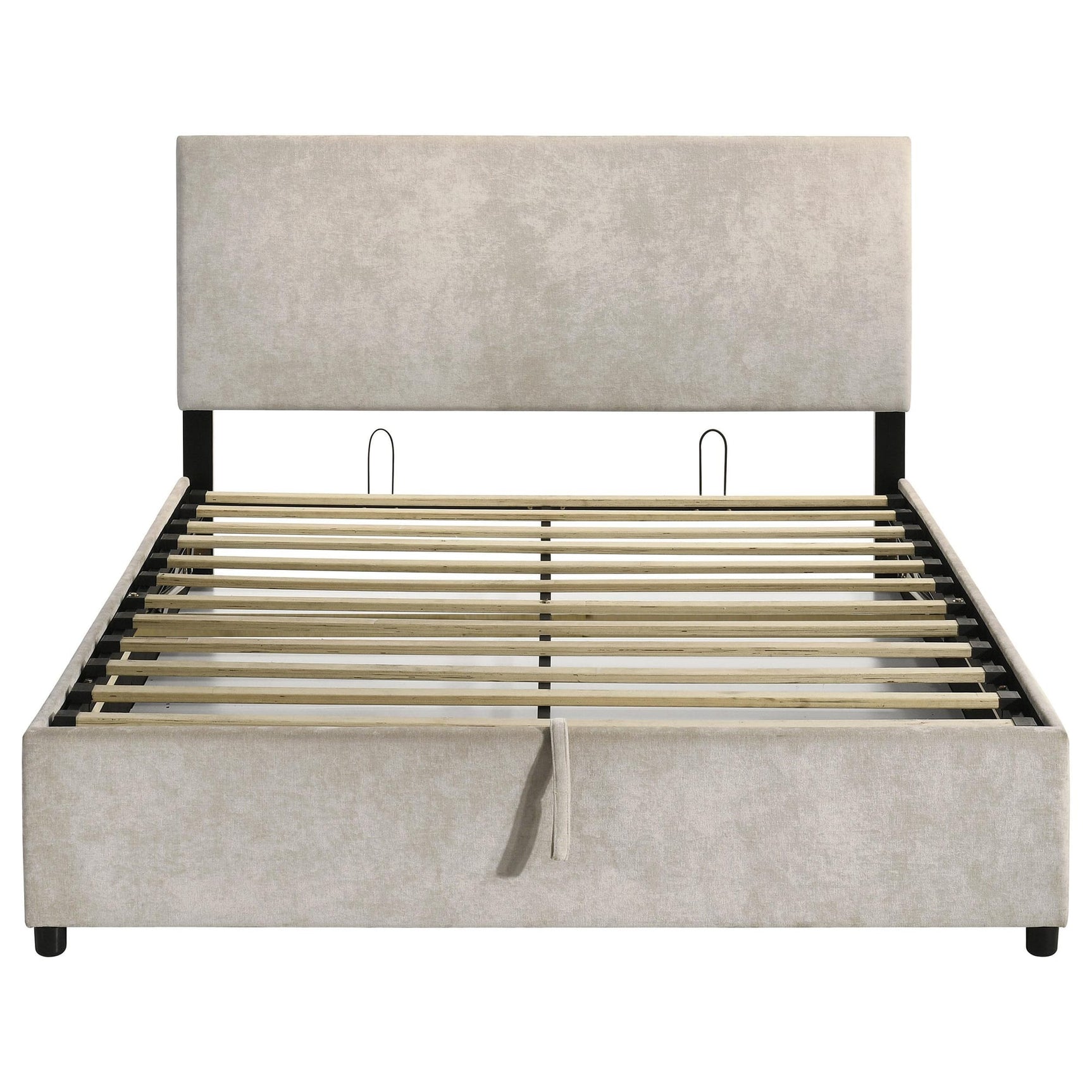 Reeves Upholstered Queen Lift-Top Storage Platform Bed Beige view 7