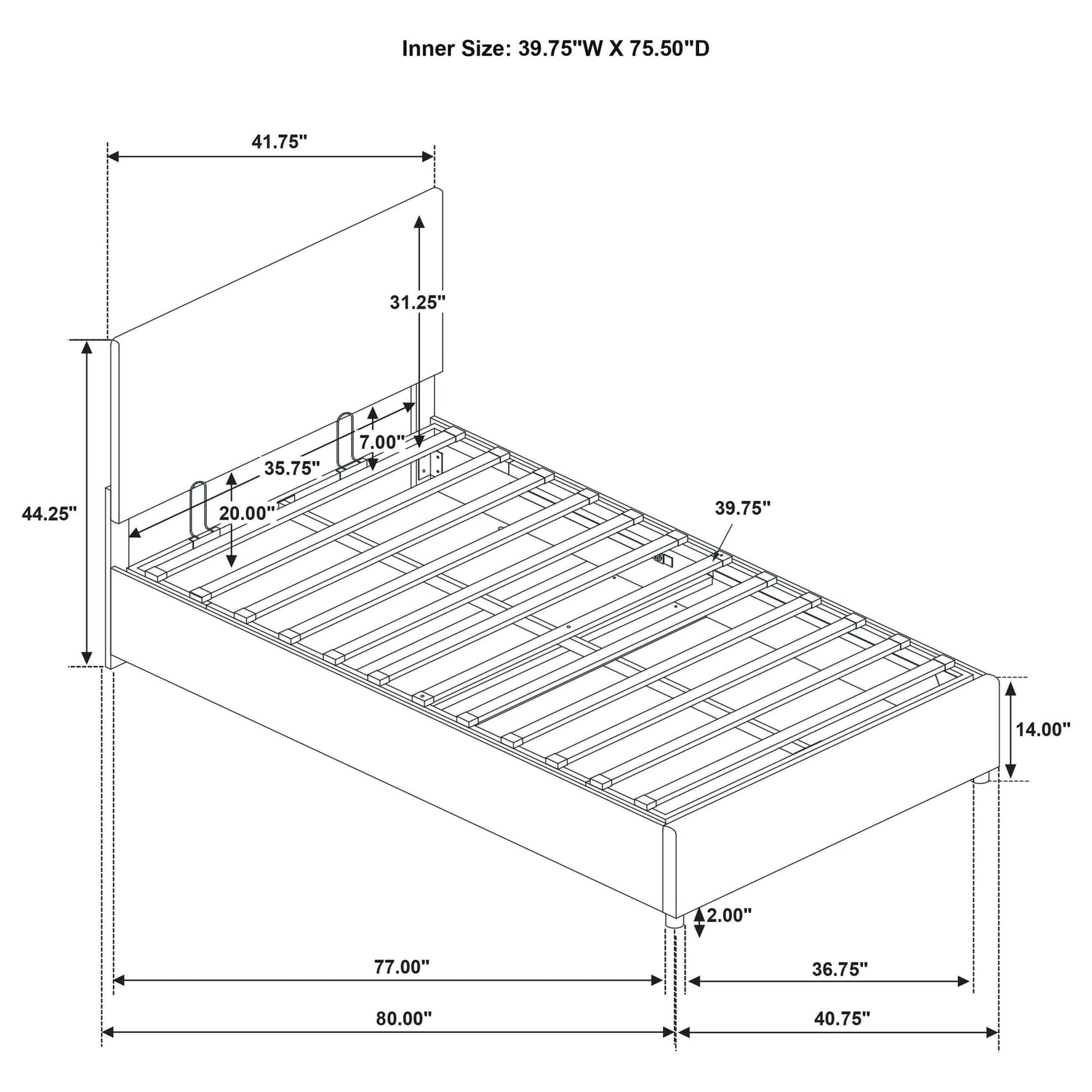 Reeves Upholstered Twin Lift-Top Storage Platform Bed Beige view 11