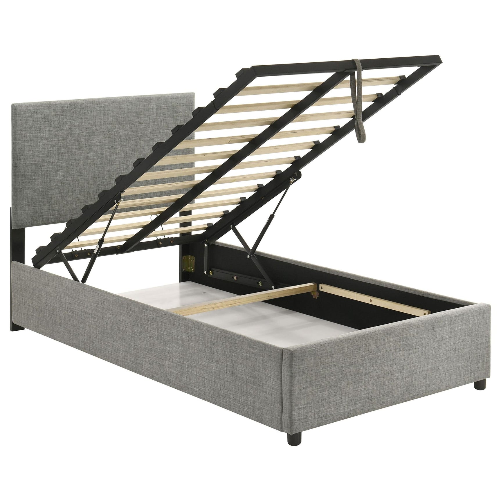 Reeves Upholstered Twin Lift-Top Storage Platform Bed Grey from Ella Furniture