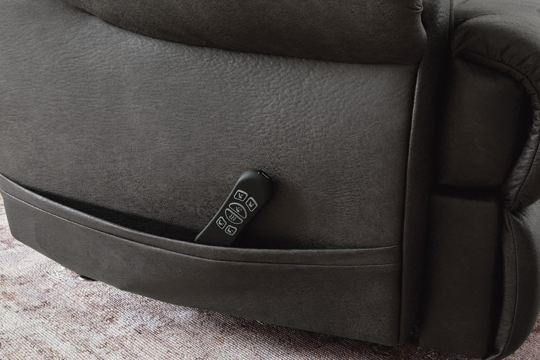 Revived and Restored Granite Faux Leather Power Lift Recliner detail view