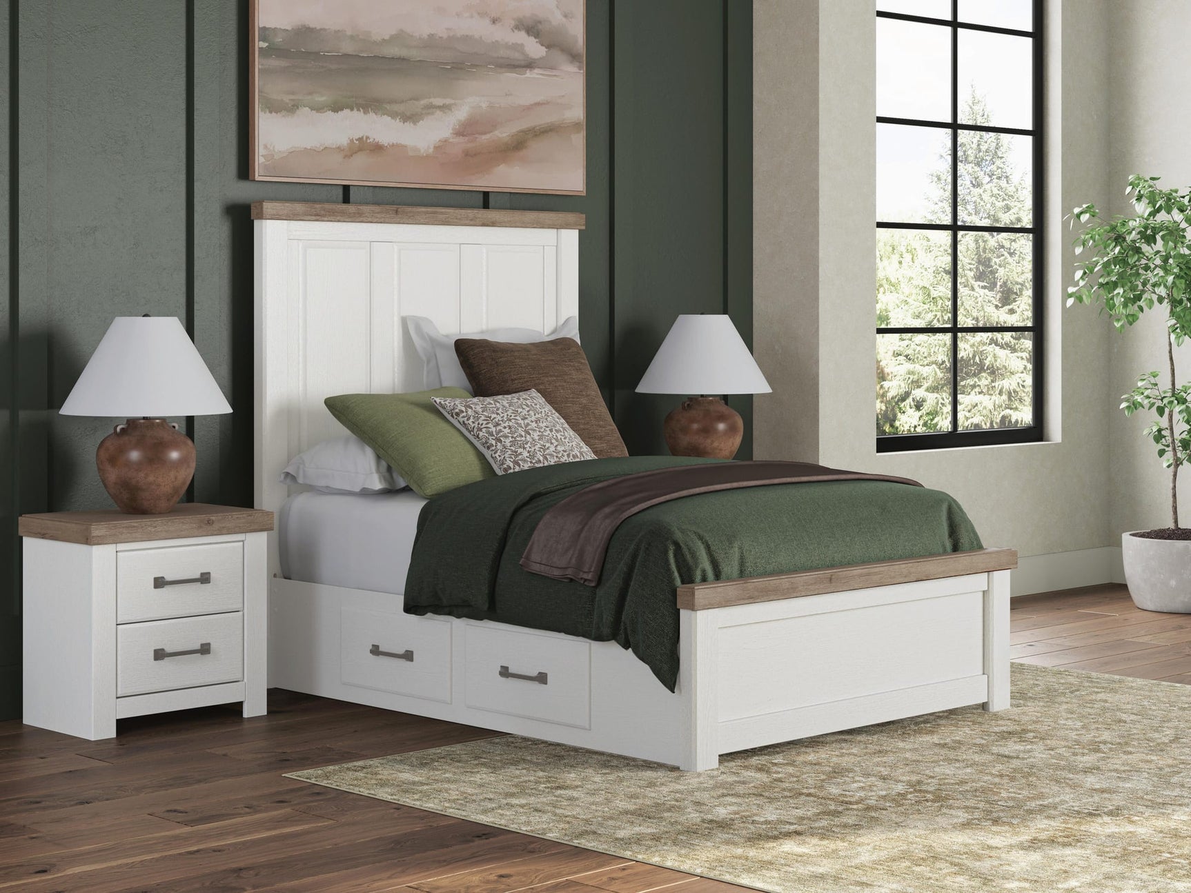 Savonport White/Brown Full Panel Bed with Storage from Ella Furniture