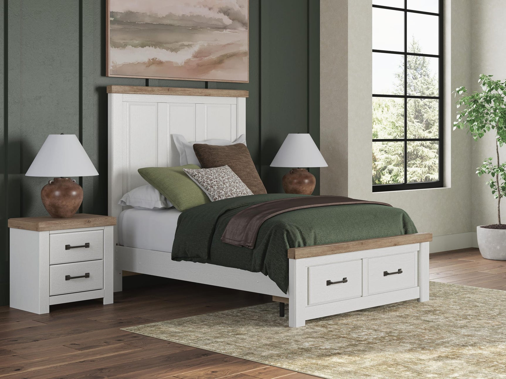 Savonport White/Brown Full Panel Storage Bed from Ella Furniture