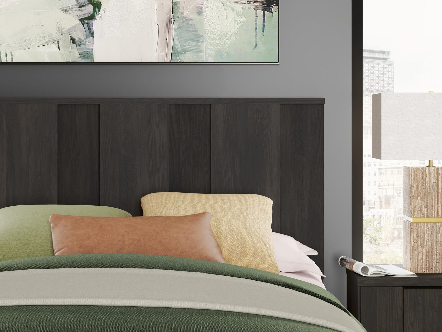 Shaehartin Dark Brown Queen Panel Bed detail view