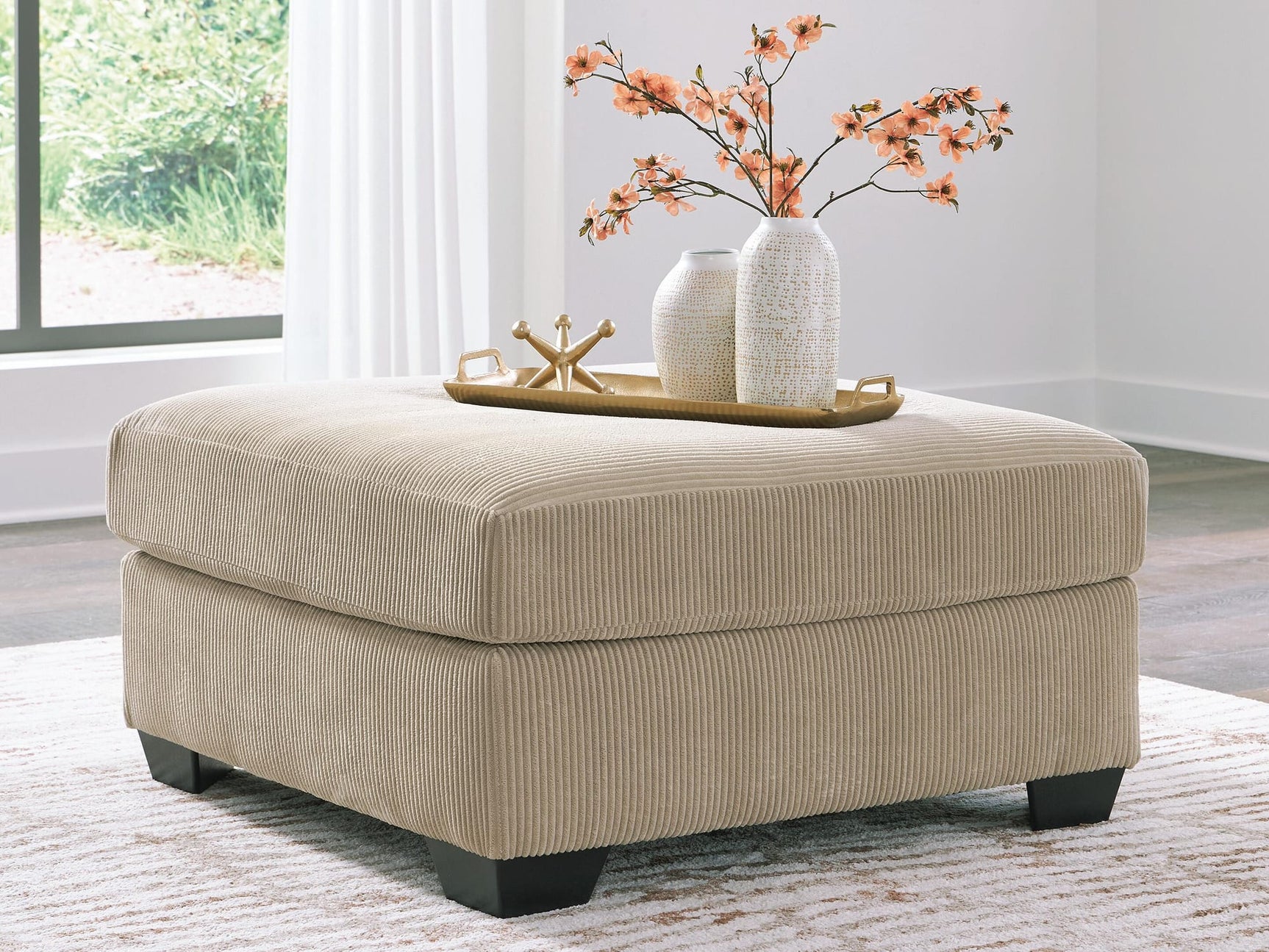 SimpleJoy Sand Chenille,Velvet Oversized Accent Ottoman from Ella Furniture