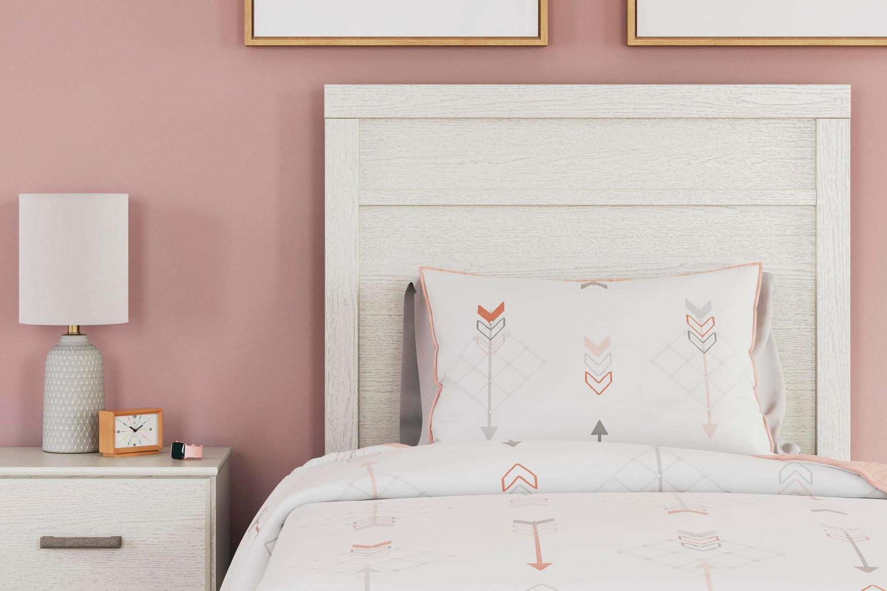 Stelsie White Panel Bedroom Set Twin 3: Bed, Dresser, Mirror from Ella Furniture