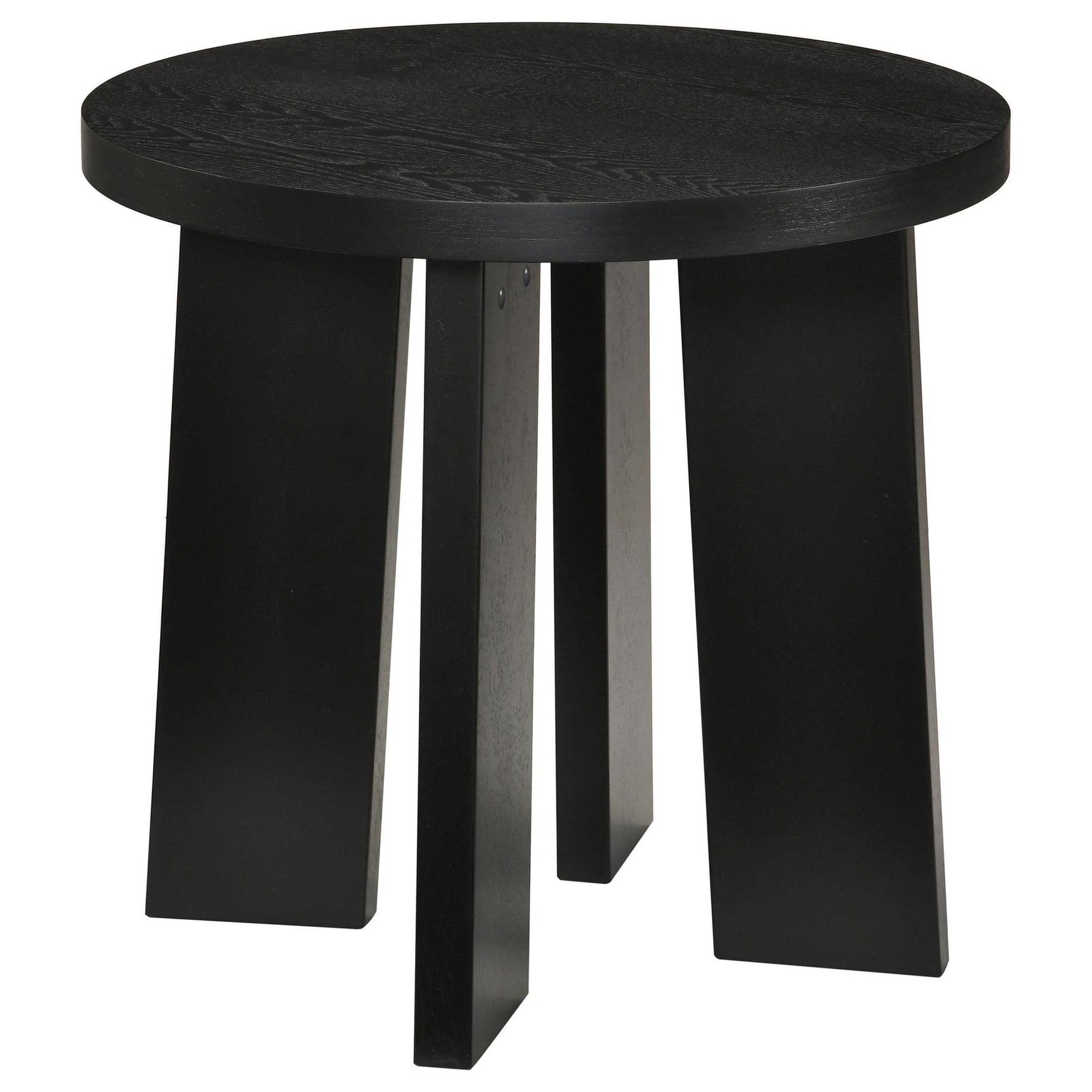 Strouse Contemporary Round End Table in Black from Ella Furniture