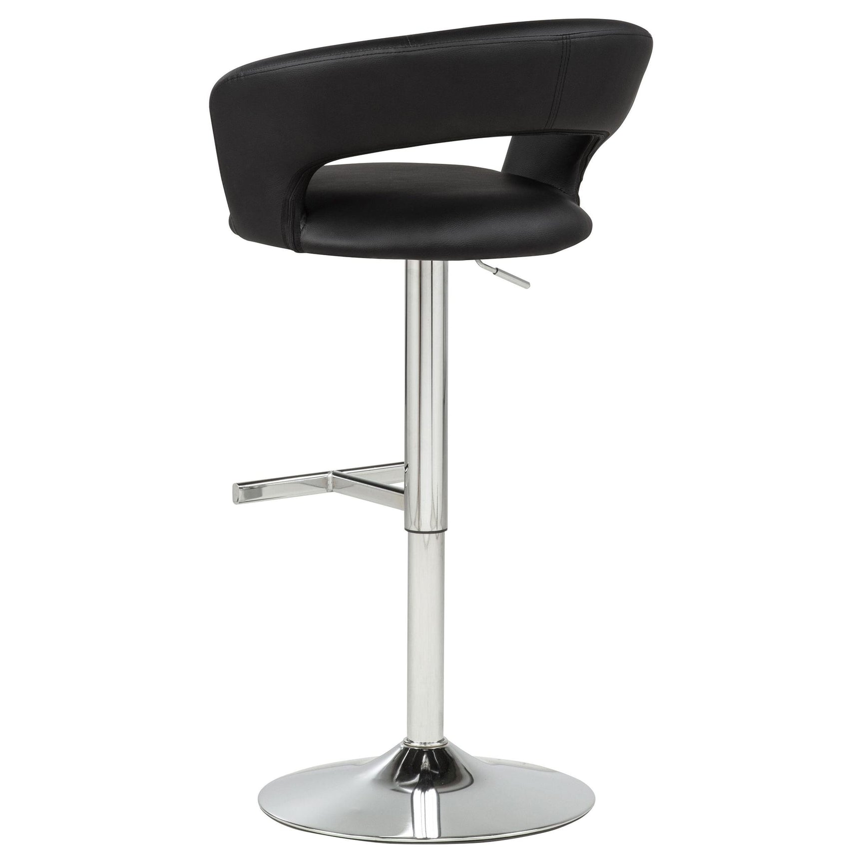 Travia Adjustable Leatherette Swivel Bar Stool Black and Chrome view 6