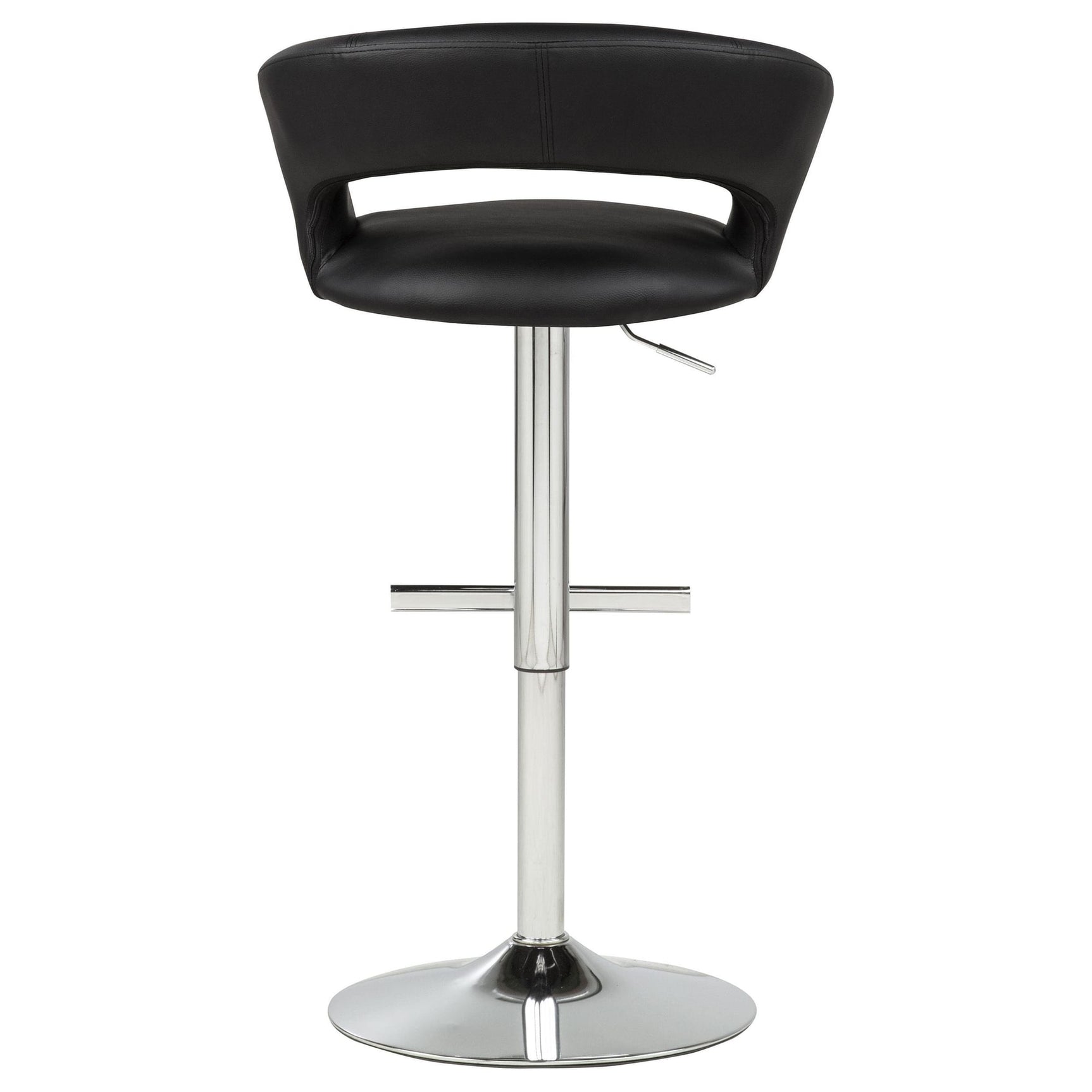 Travia Adjustable Leatherette Swivel Bar Stool Black and Chrome view 7
