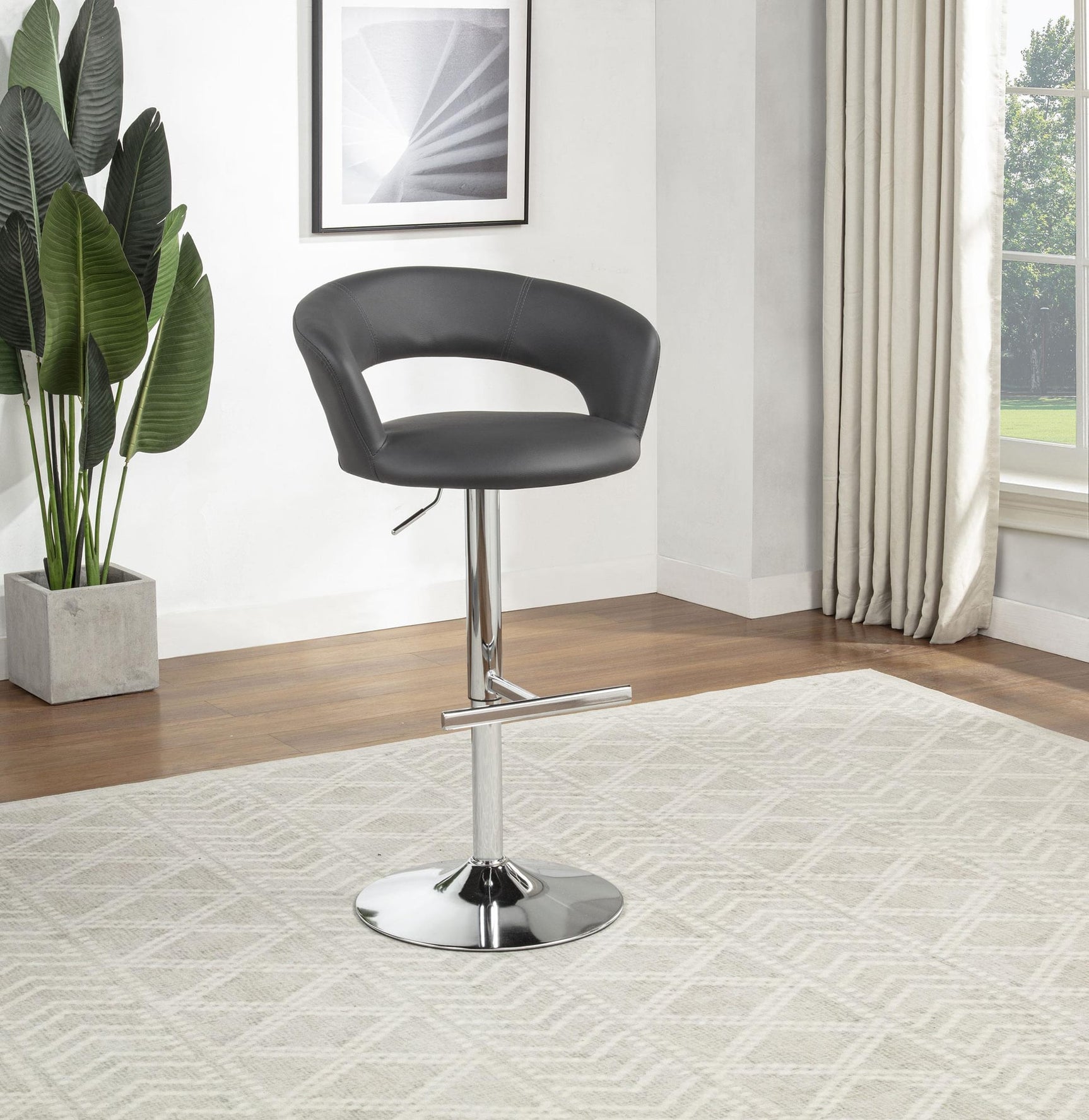 Travia Adjustable Leatherette Swivel Bar Stool Grey and Chrome from Ella Furniture