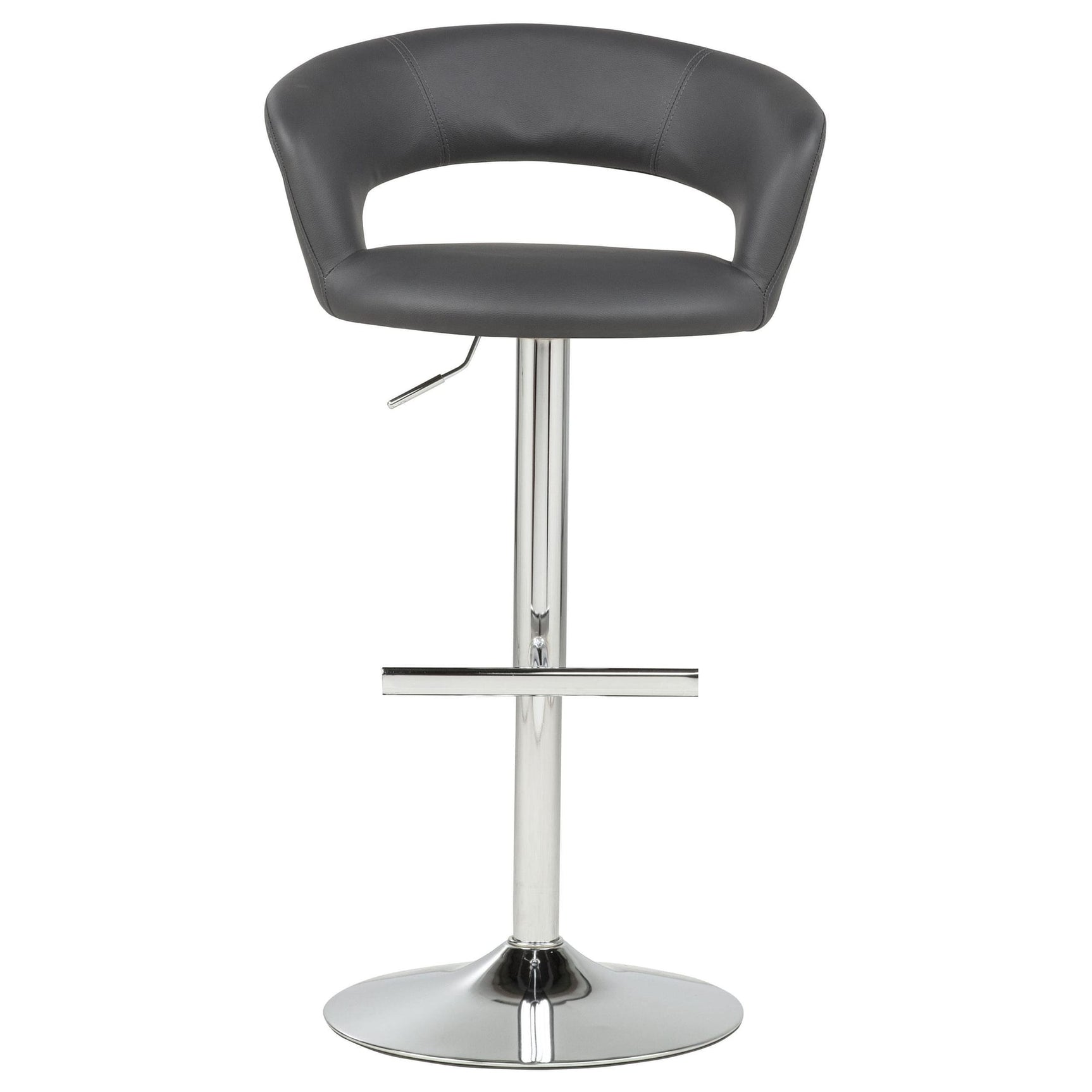 Travia Adjustable Leatherette Swivel Bar Stool Grey and Chrome view 4