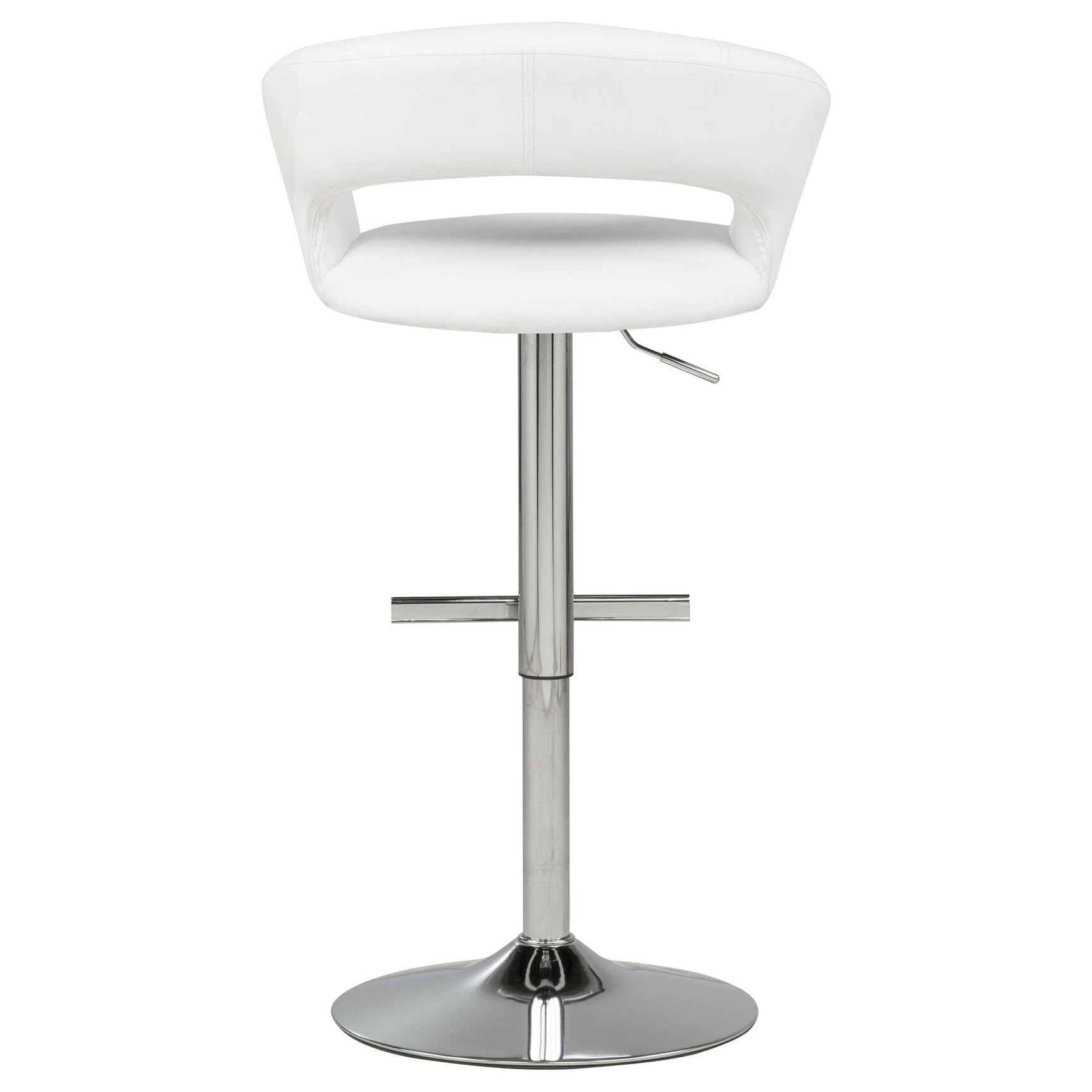 Travia Adjustable Leatherette Swivel Bar Stool White and Chrome view 7