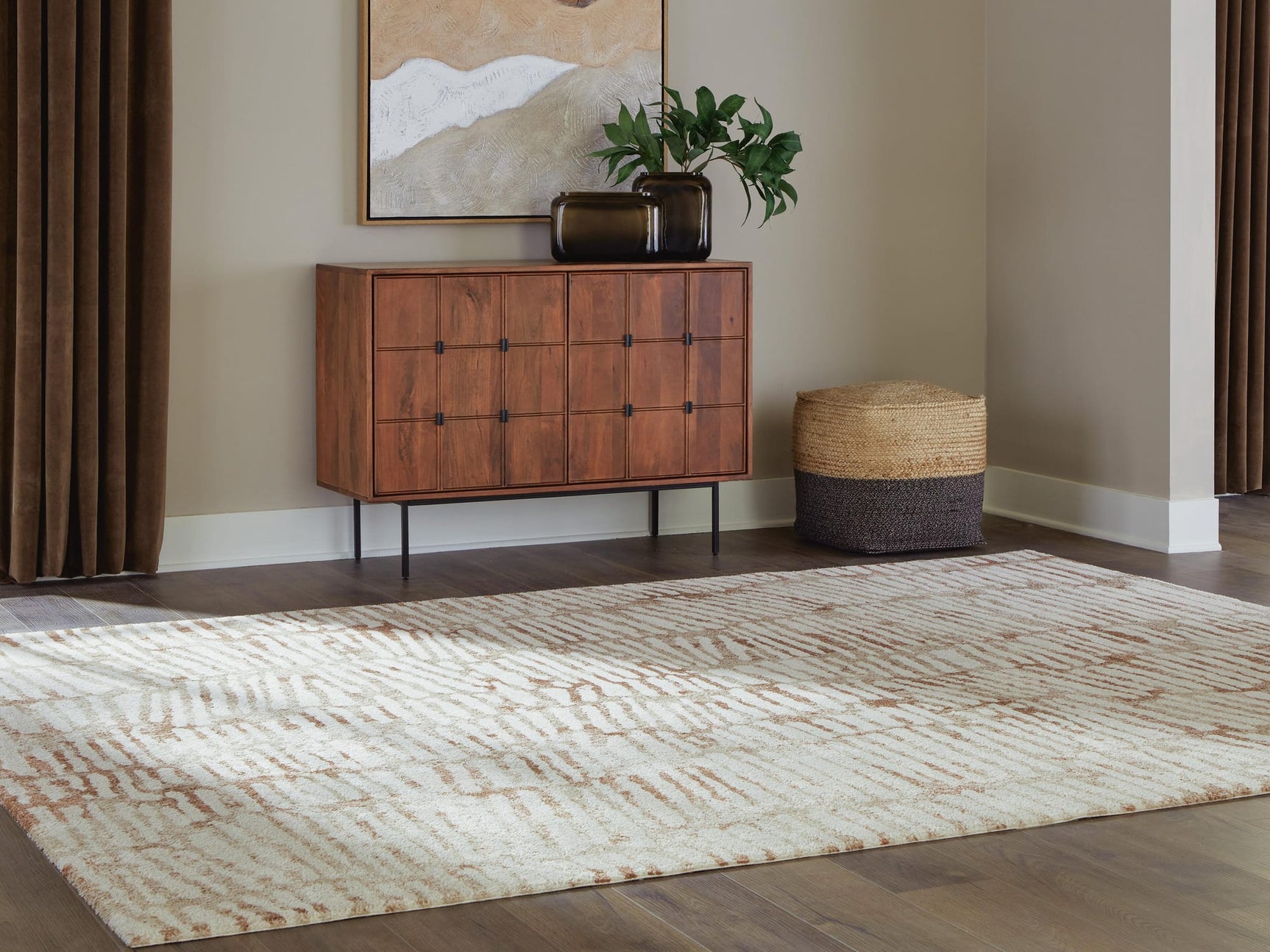 Uduak Cream/Tan/Rust Large Rug from Ella Furniture
