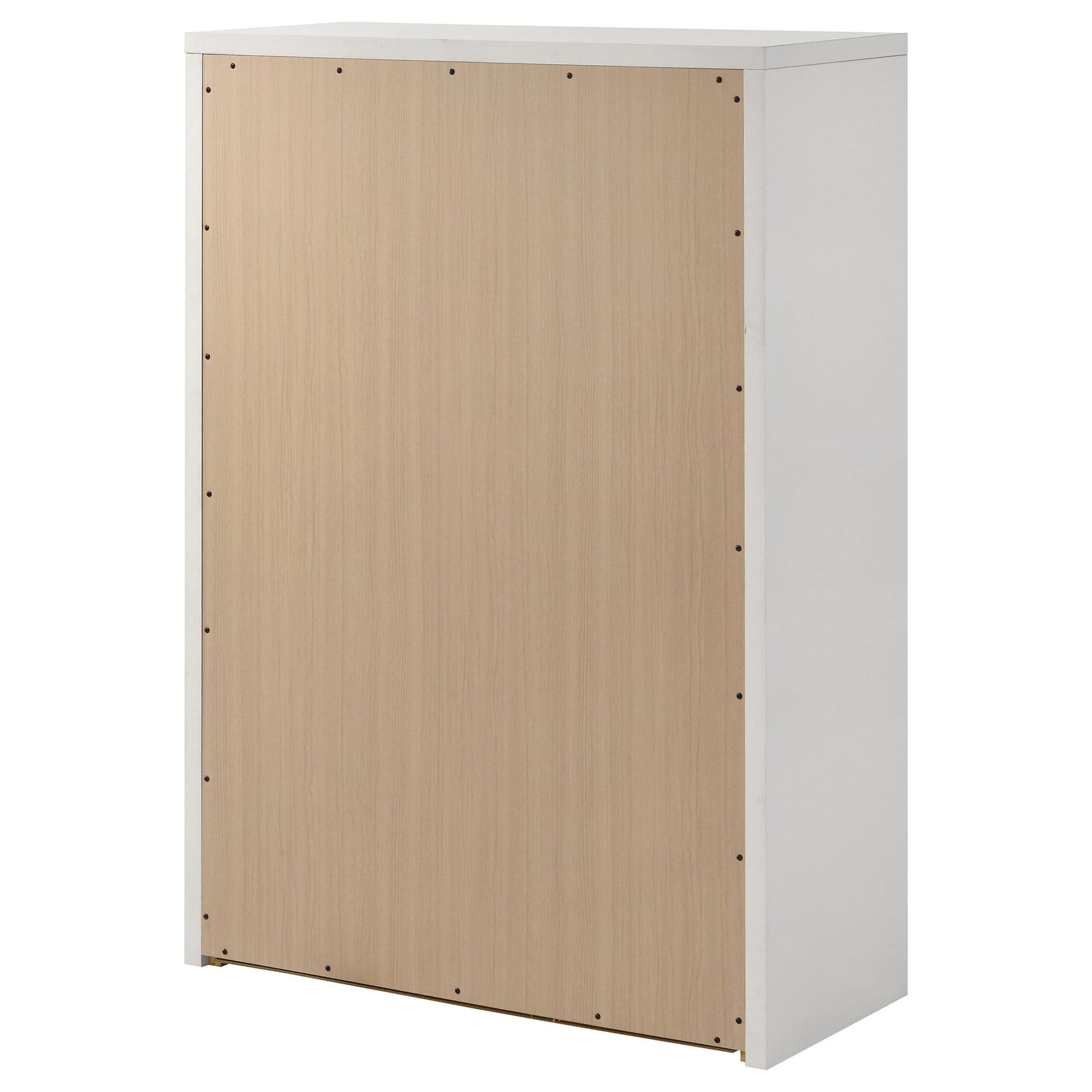 Viana 5-Drawer Chest of Drawers with Chrome Pulls White High Gloss view 8