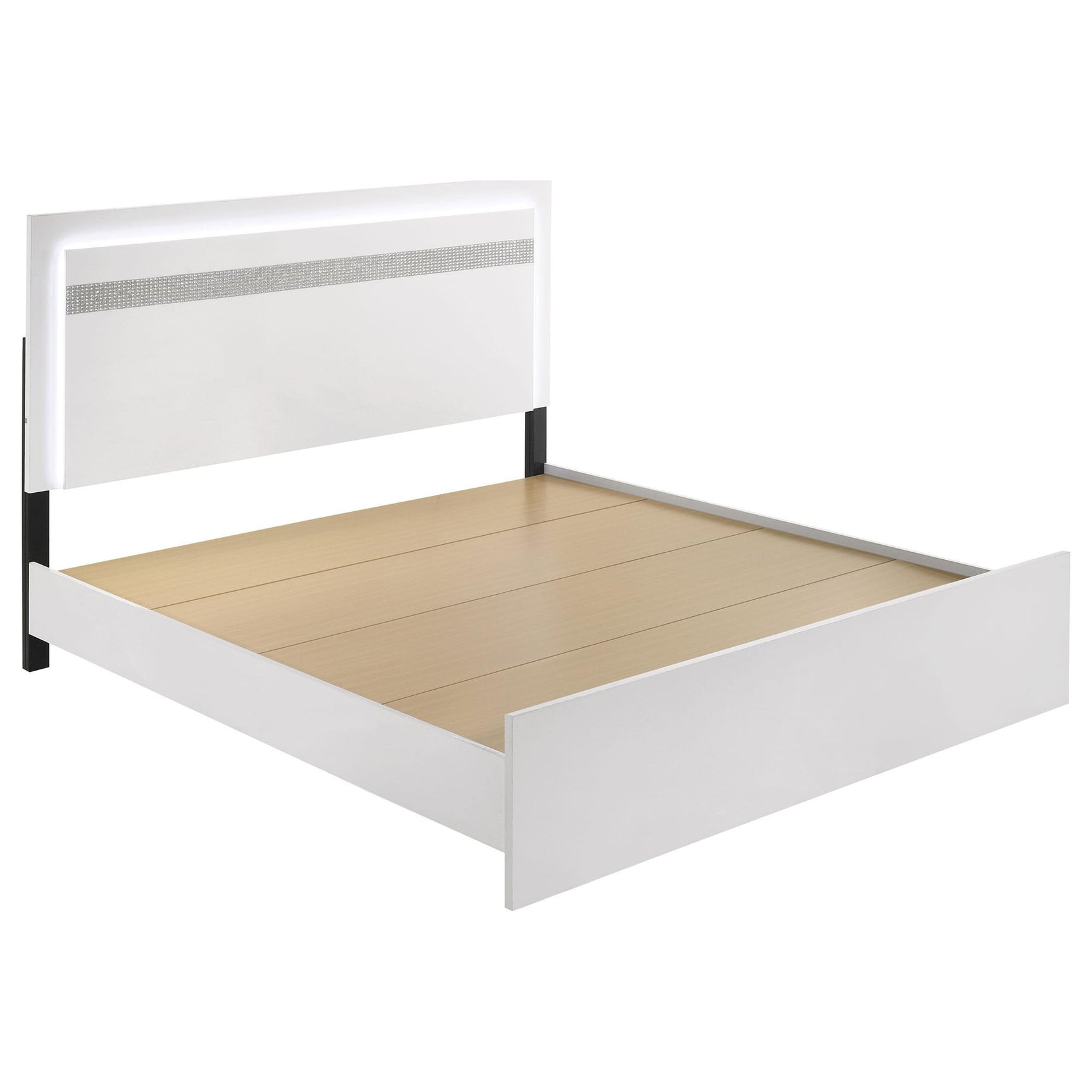 Viana Touch-Control LED Eastern King Platform Bed White High Gloss from Ella Furniture