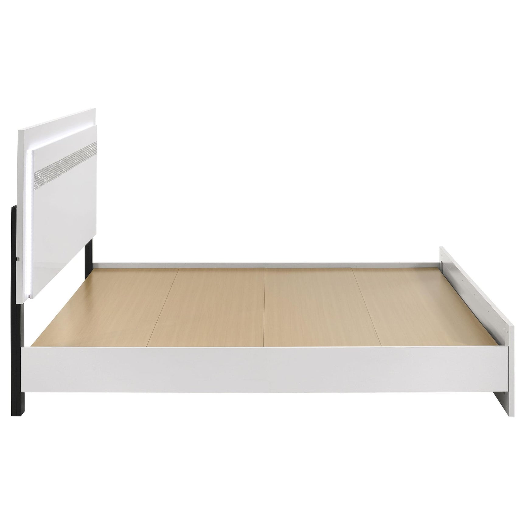 Viana Touch-Control LED Eastern King Platform Bed White High Gloss view 6