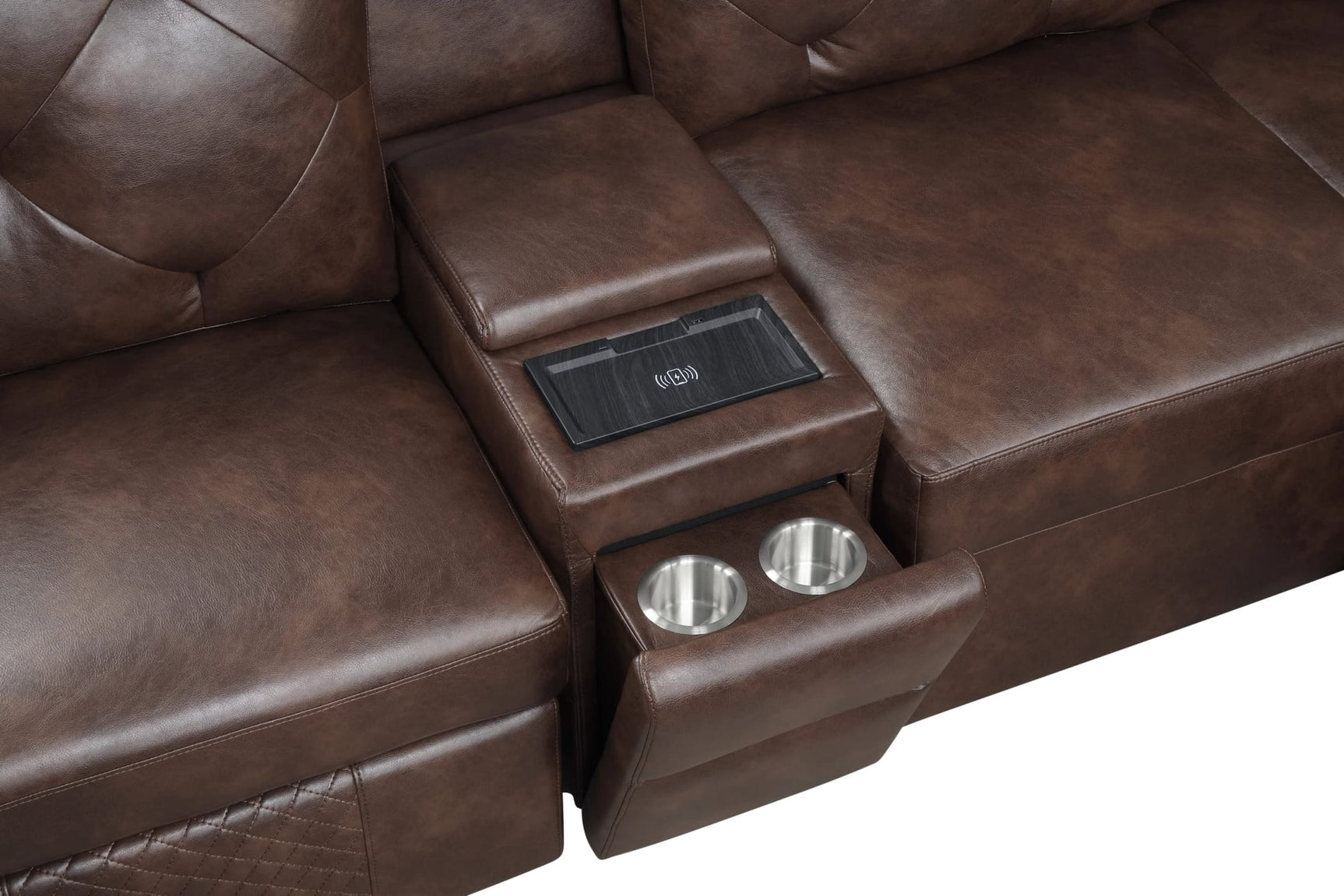 Winston Brown Power Reclining Sectional w Pull-Out Bed view 3