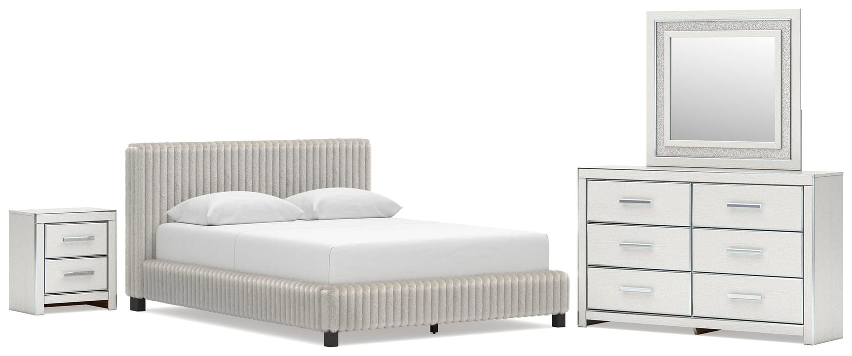 Zuraleus White Upholstered Bedroom Set from Ella Furniture