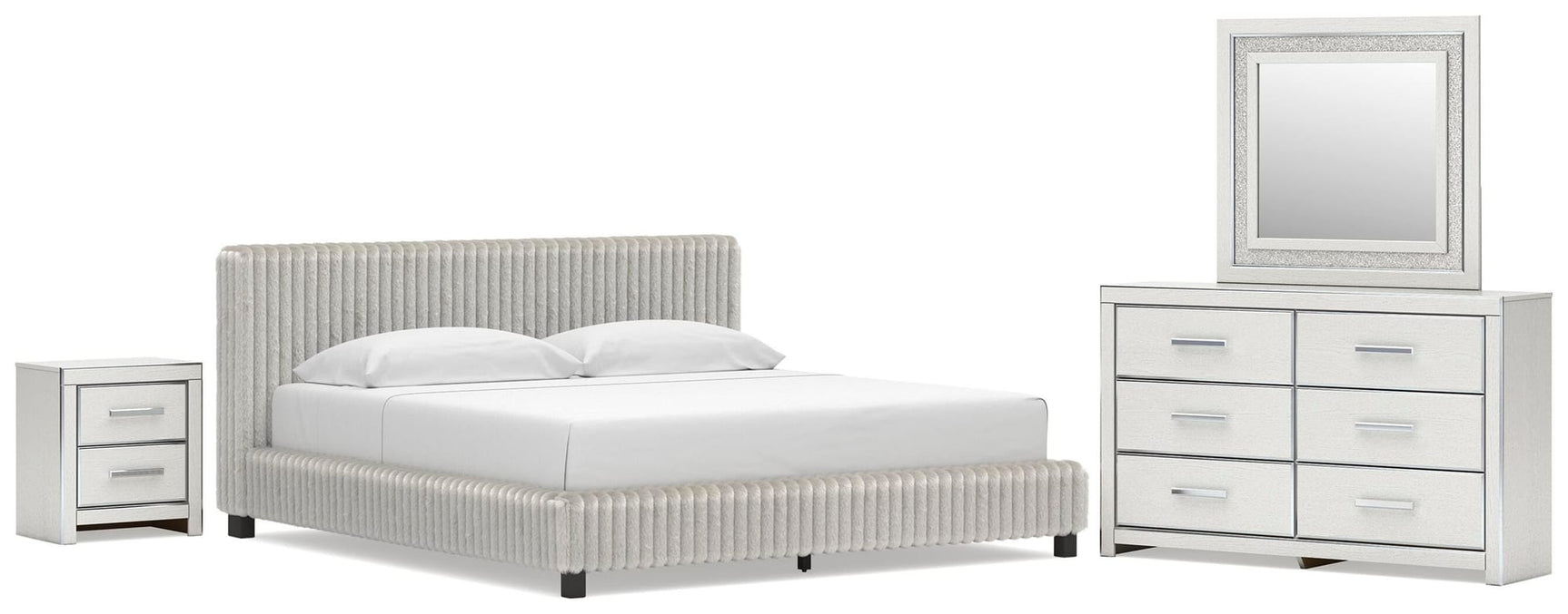Zuraleus White Upholstered Bedroom Set view 2