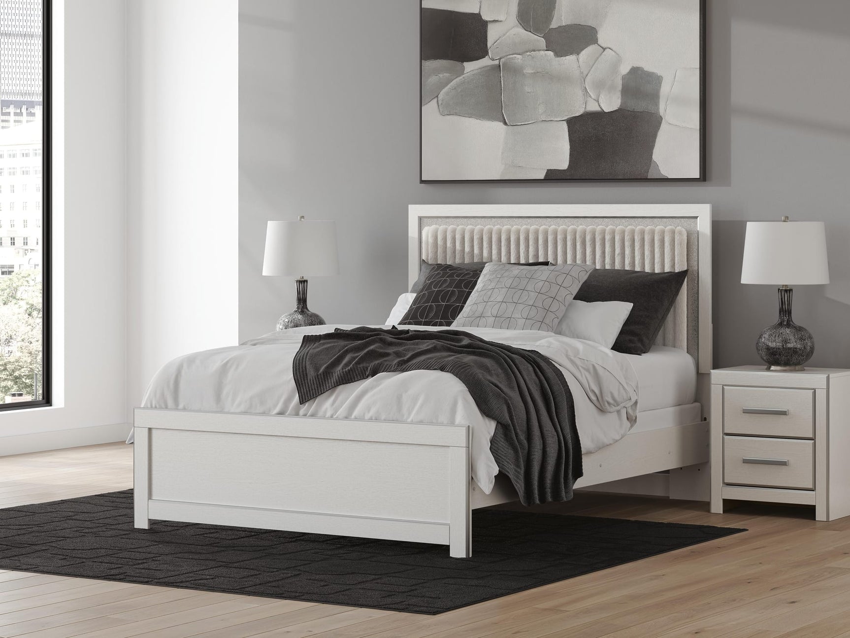 Zuraleus White Upholstered Panel Bedroom Set 2 view 10
