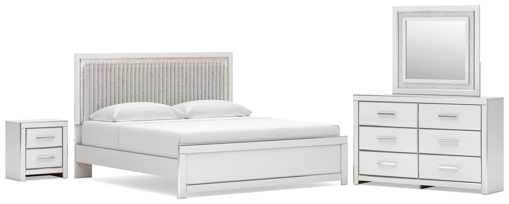 Zuraleus White Upholstered Panel Platform Platform Upholstered Bedroom Set 2 view 2