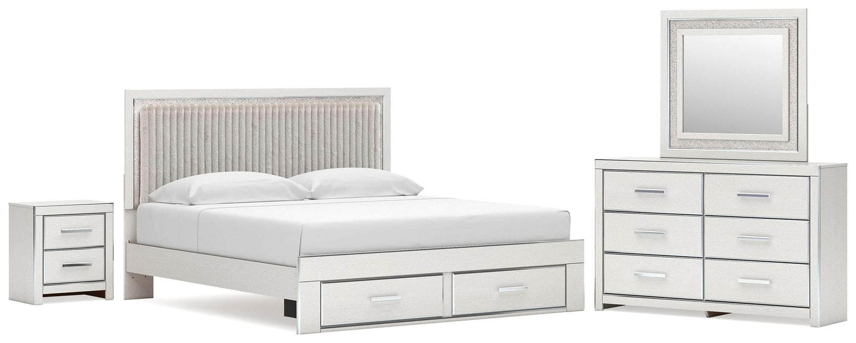 Zuraleus White Upholstered Panel Platform Storage Bedroom Set view 2