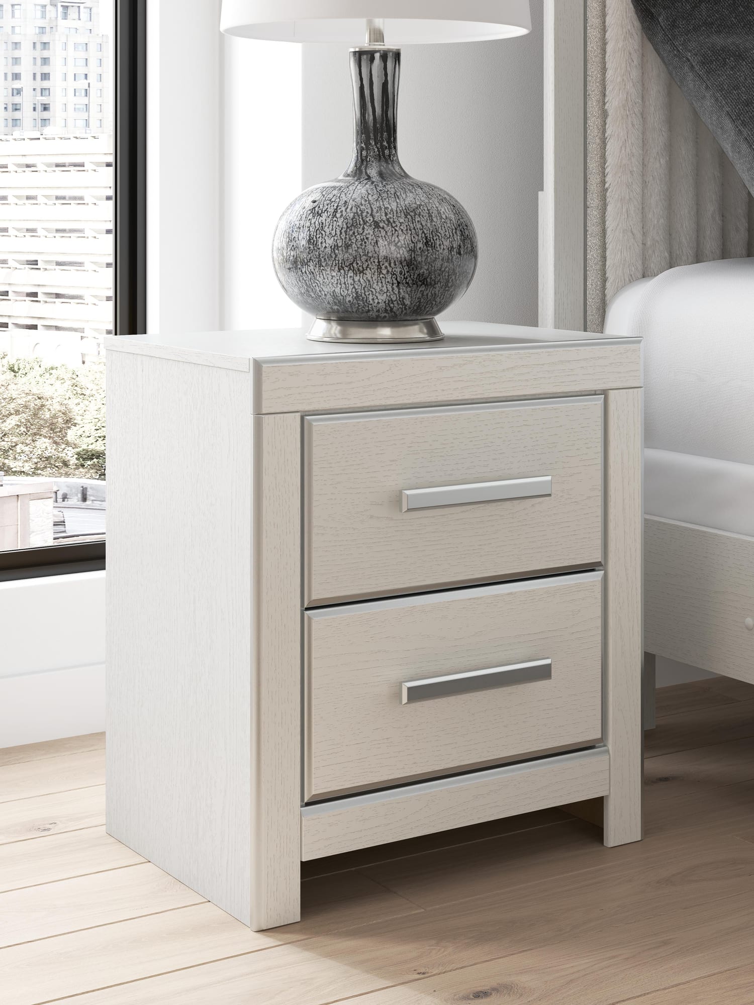 Zuraleus White Upholstered Panel Platform Storage Bedroom Set view 28