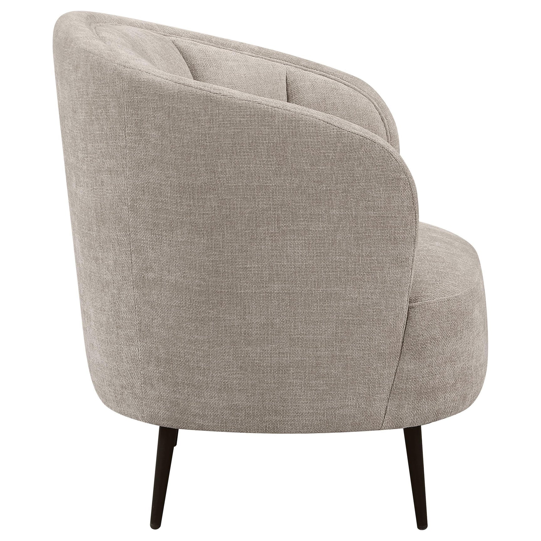 Ellorie Upholstered Channel Back Curved Chair Beige 504839 - Ella Furniture