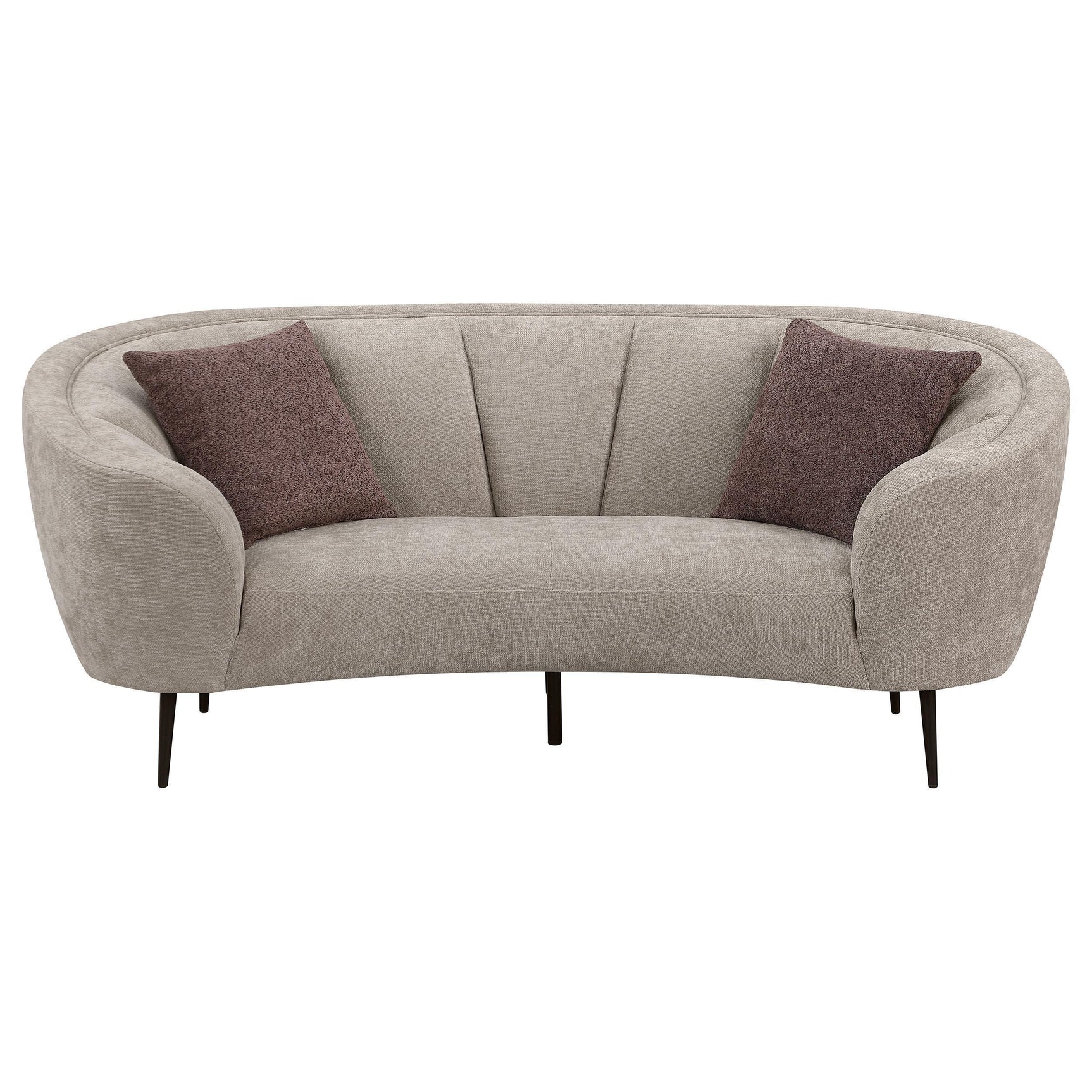 Ellorie Upholstered Channel Back Curved Loveseat Beige 504838 - Ella Furniture