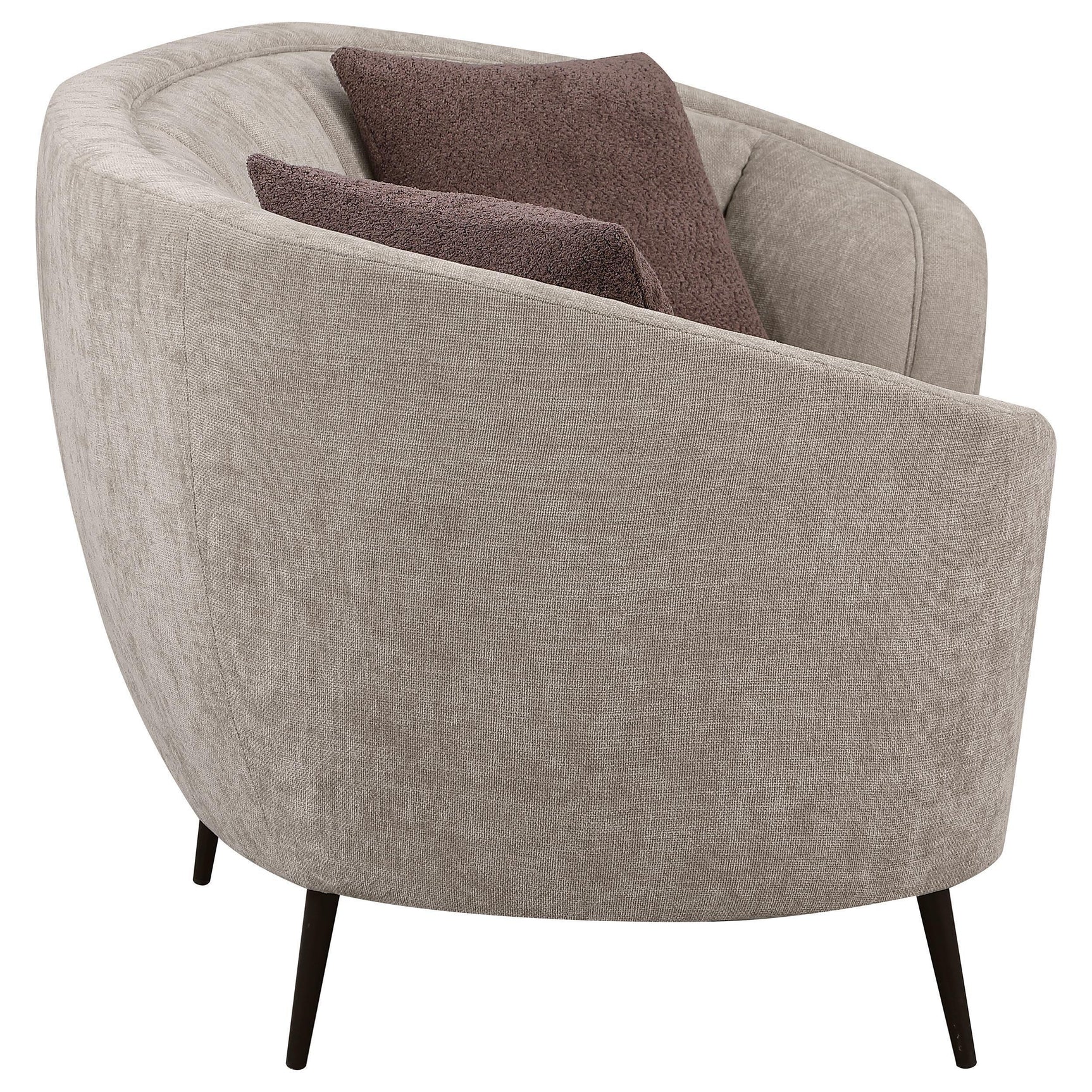 Ellorie Upholstered Channel Back Curved Loveseat Beige 504838 - Ella Furniture
