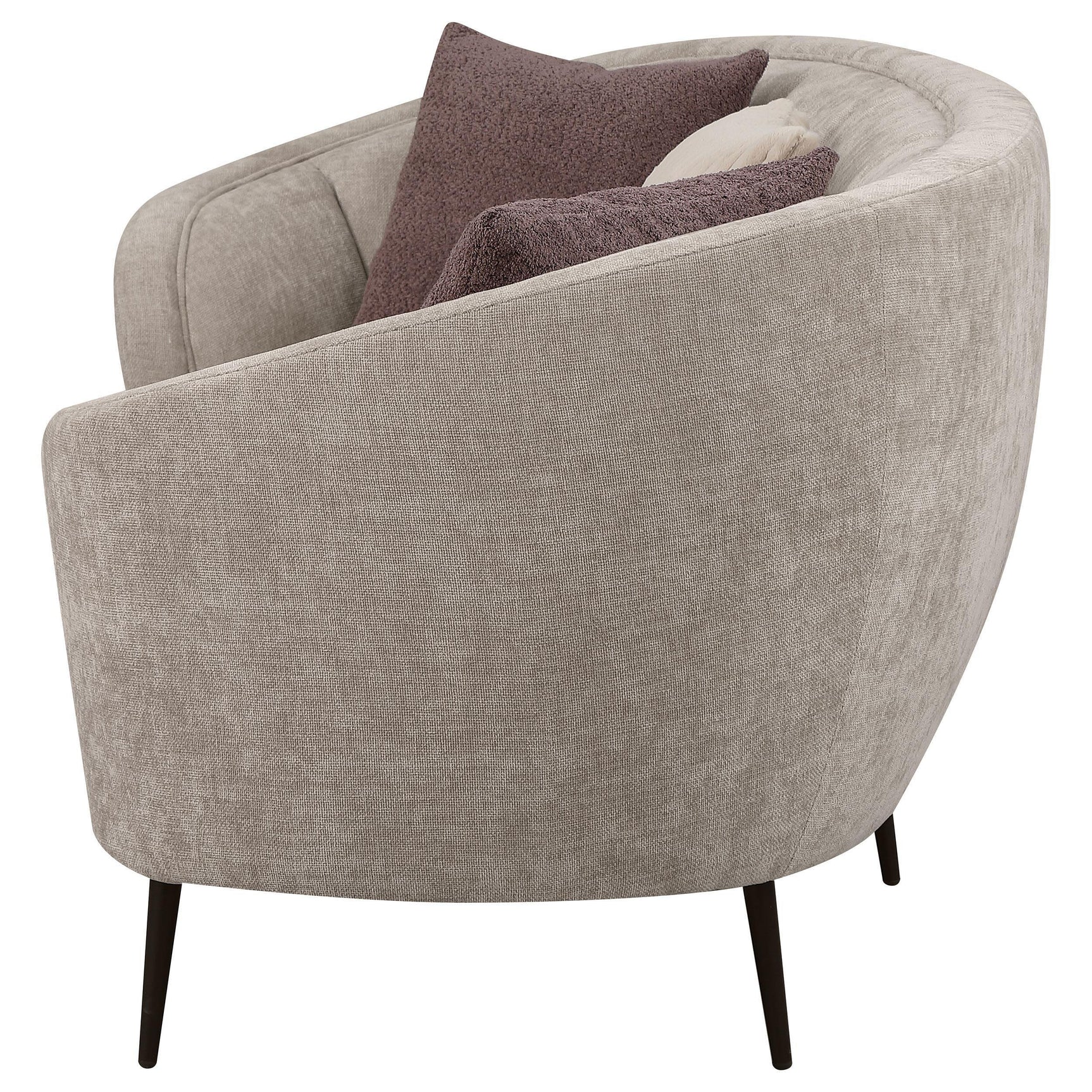 Ellorie Upholstered Channel Back Curved Sofa Beige 504837 - Ella Furniture