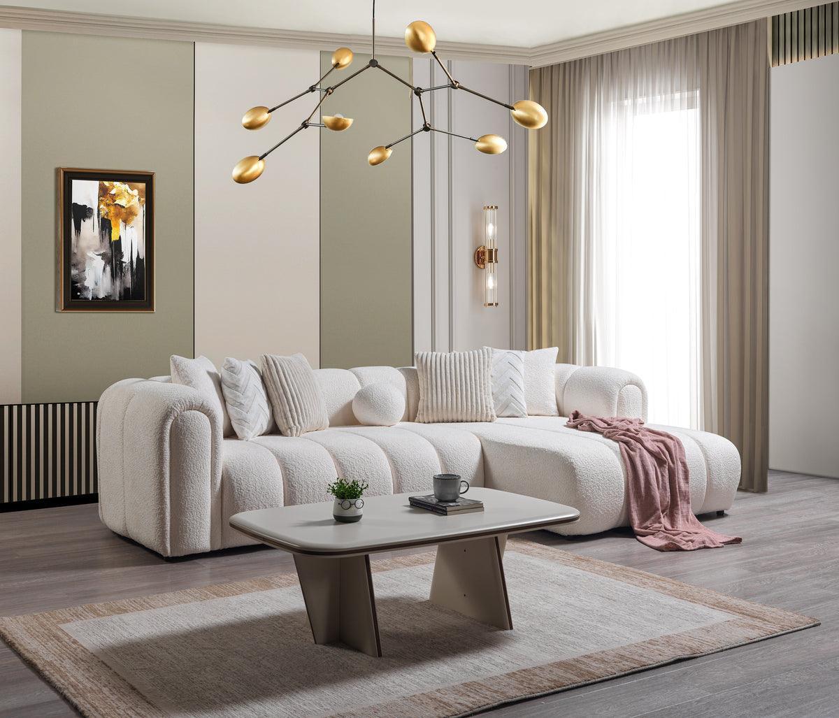 Elly Ivory Boucle Raf Sectional - Ella Furniture