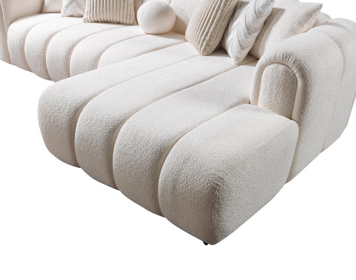Elly Ivory Boucle Raf Sectional - Ella Furniture