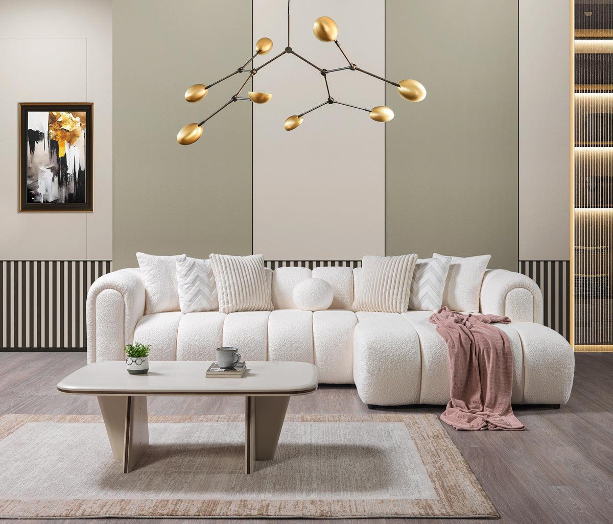 Elly Ivory Boucle Raf Sectional - Ella Furniture