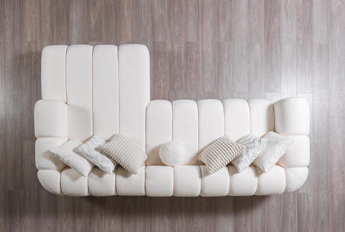 Elly Ivory Boucle Raf Sectional - Ella Furniture