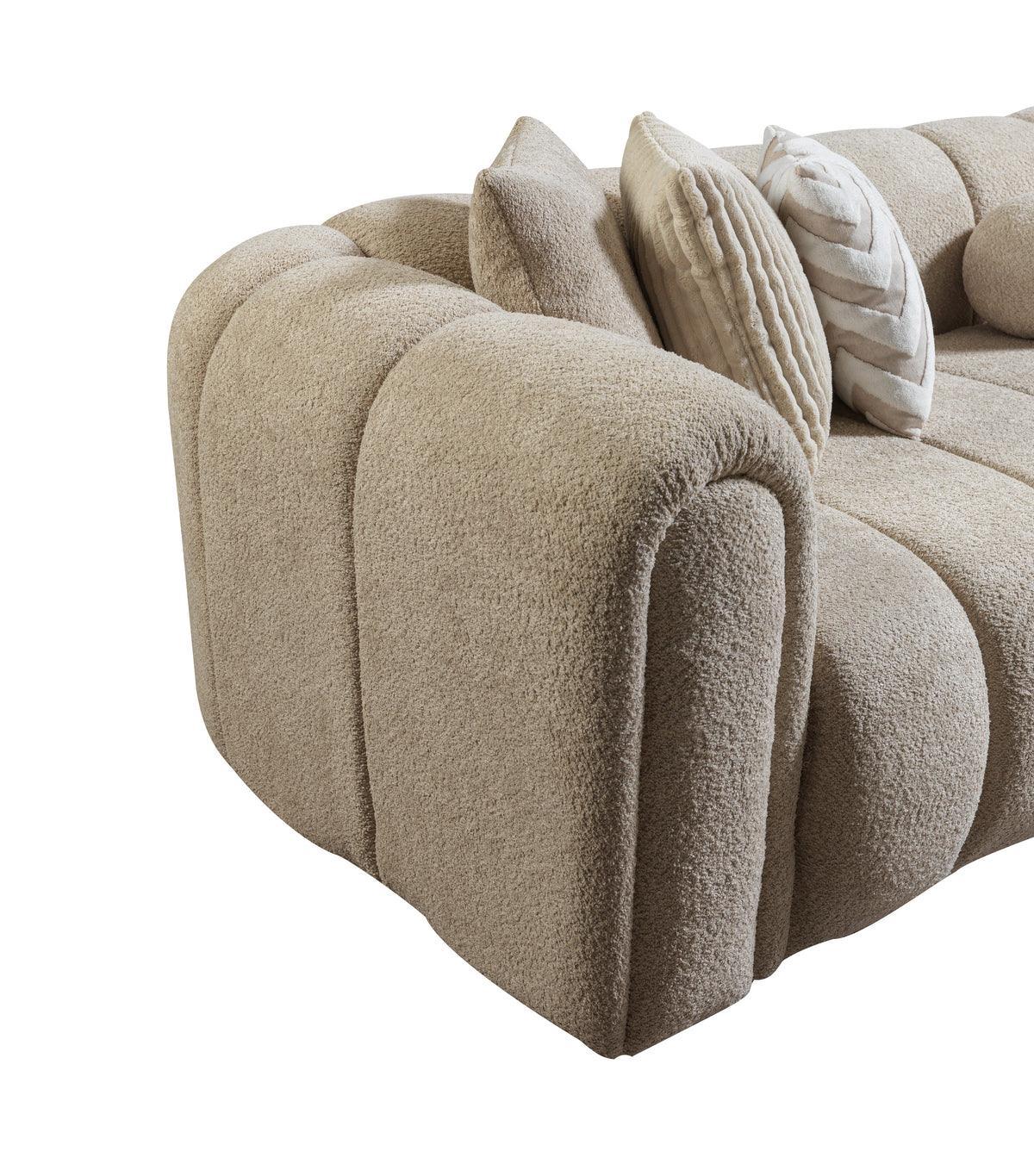 Elly Sand Boucle Raf Sectional - Ella Furniture