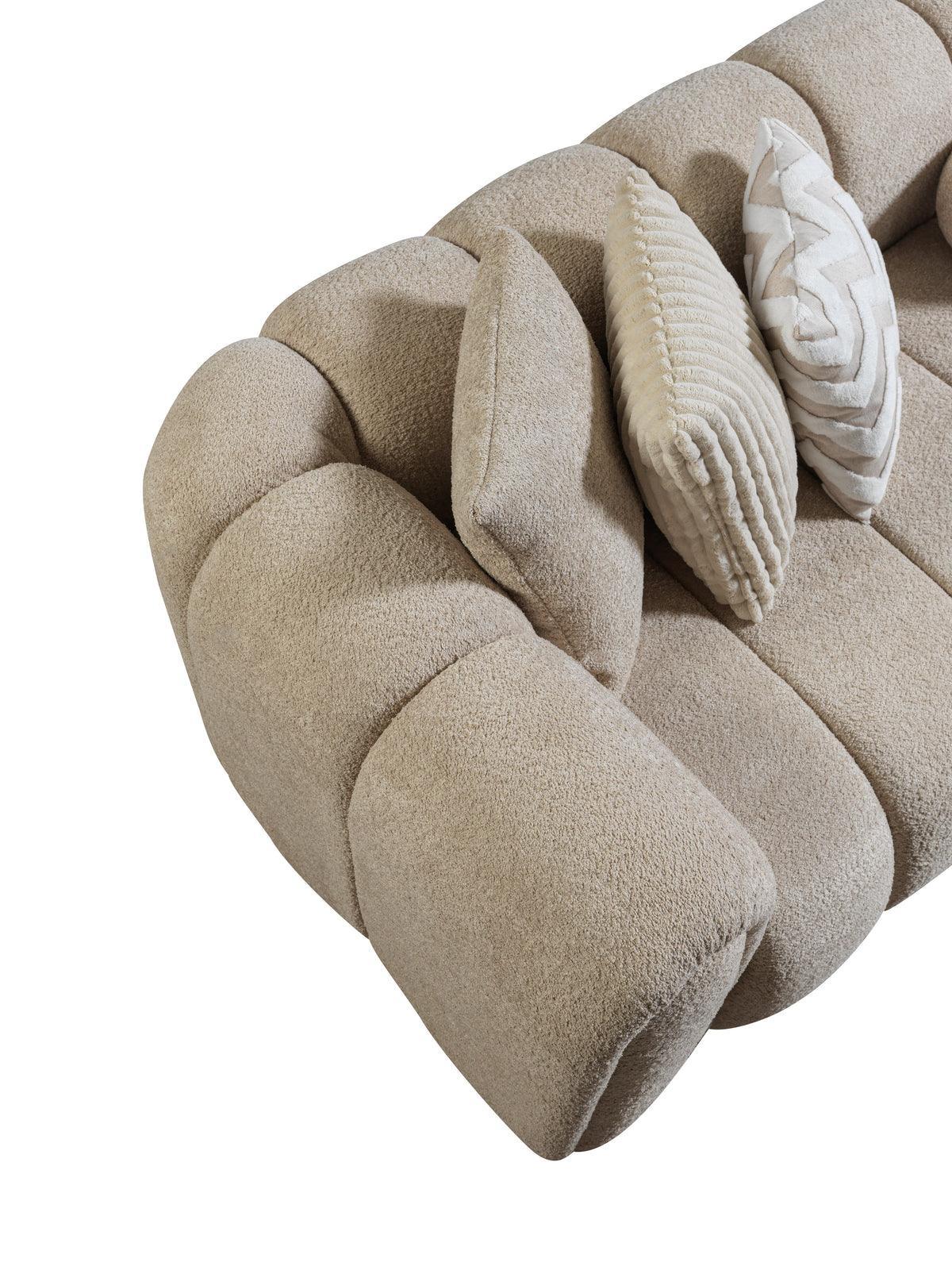 Elly Sand Boucle Raf Sectional - Ella Furniture
