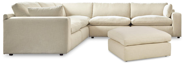 Elyza Linen 5-Piece Sectional With Ottoman - Ella Furniture